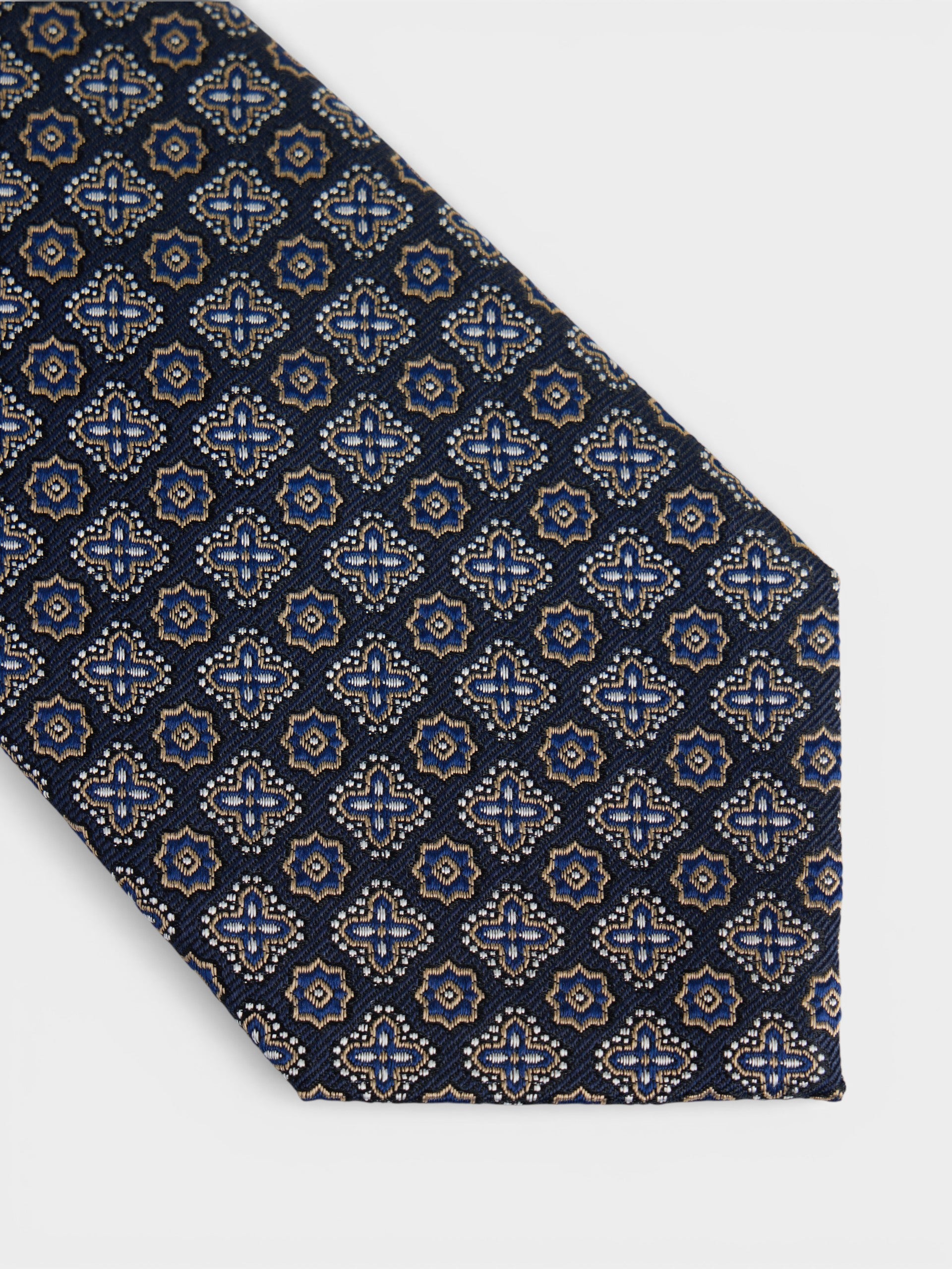 Corbata motivo flor azul marino