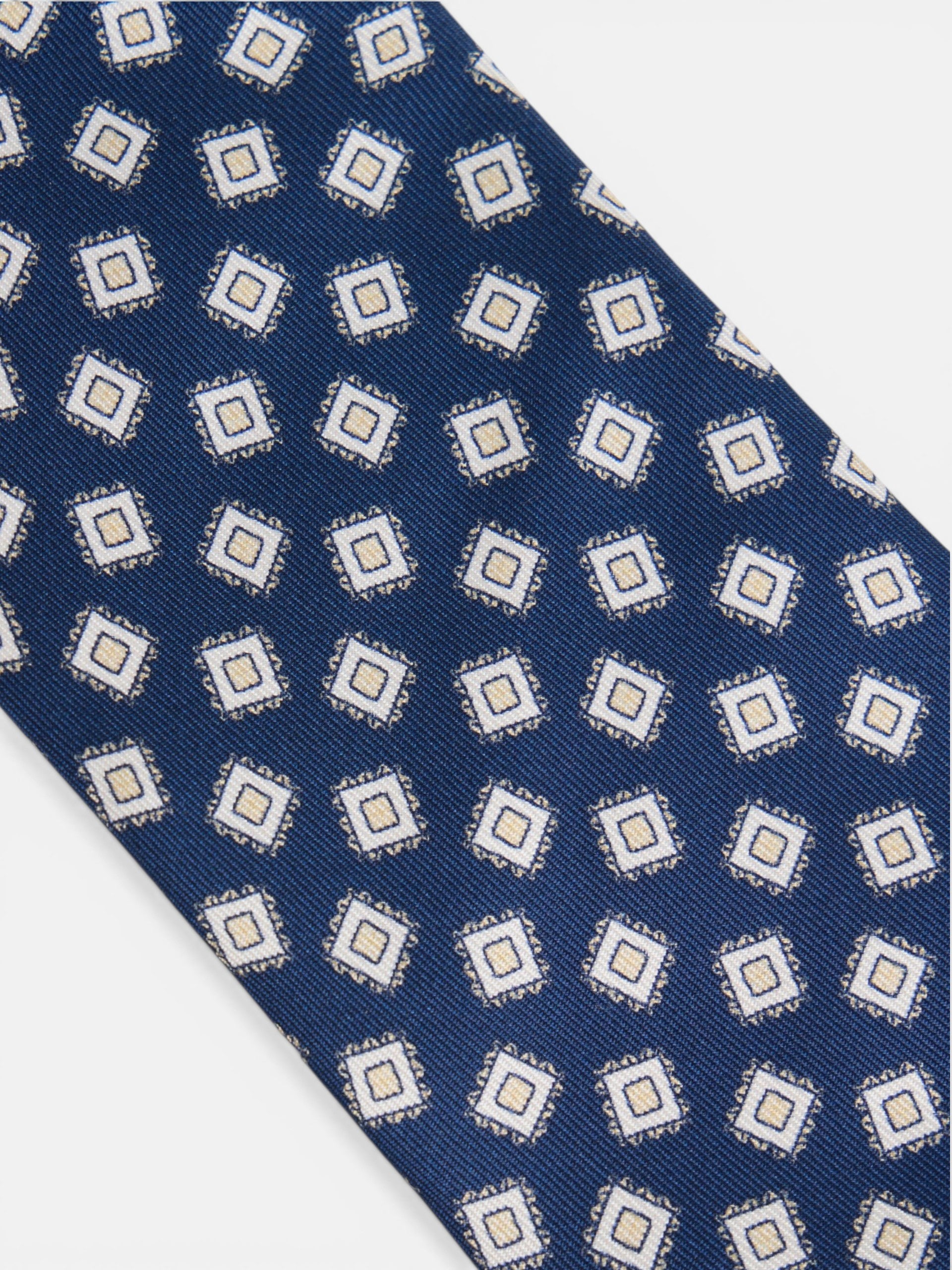 Corbata motivo cuadro irregular azul marino
