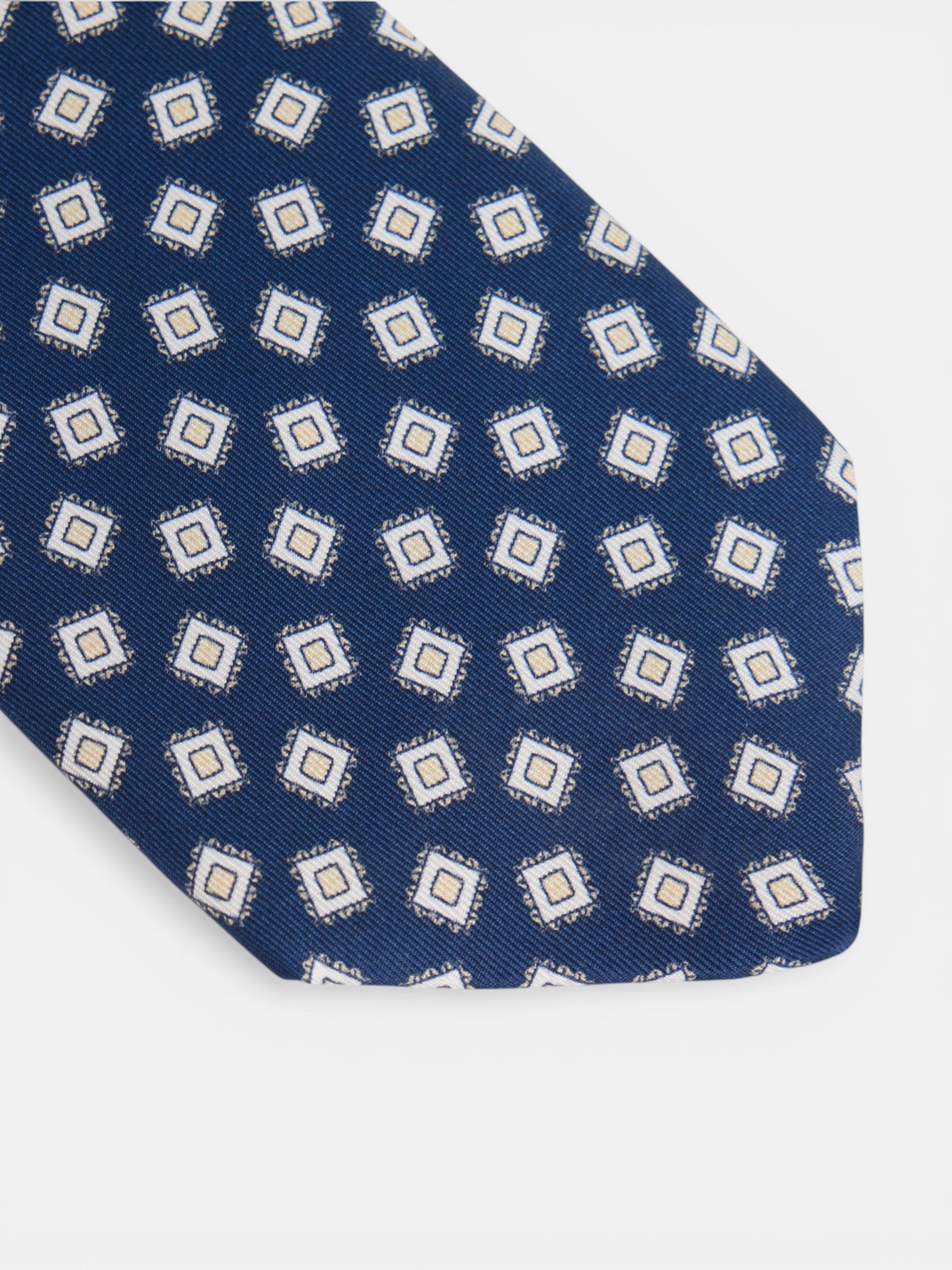 Corbata motivo cuadro irregular azul marino