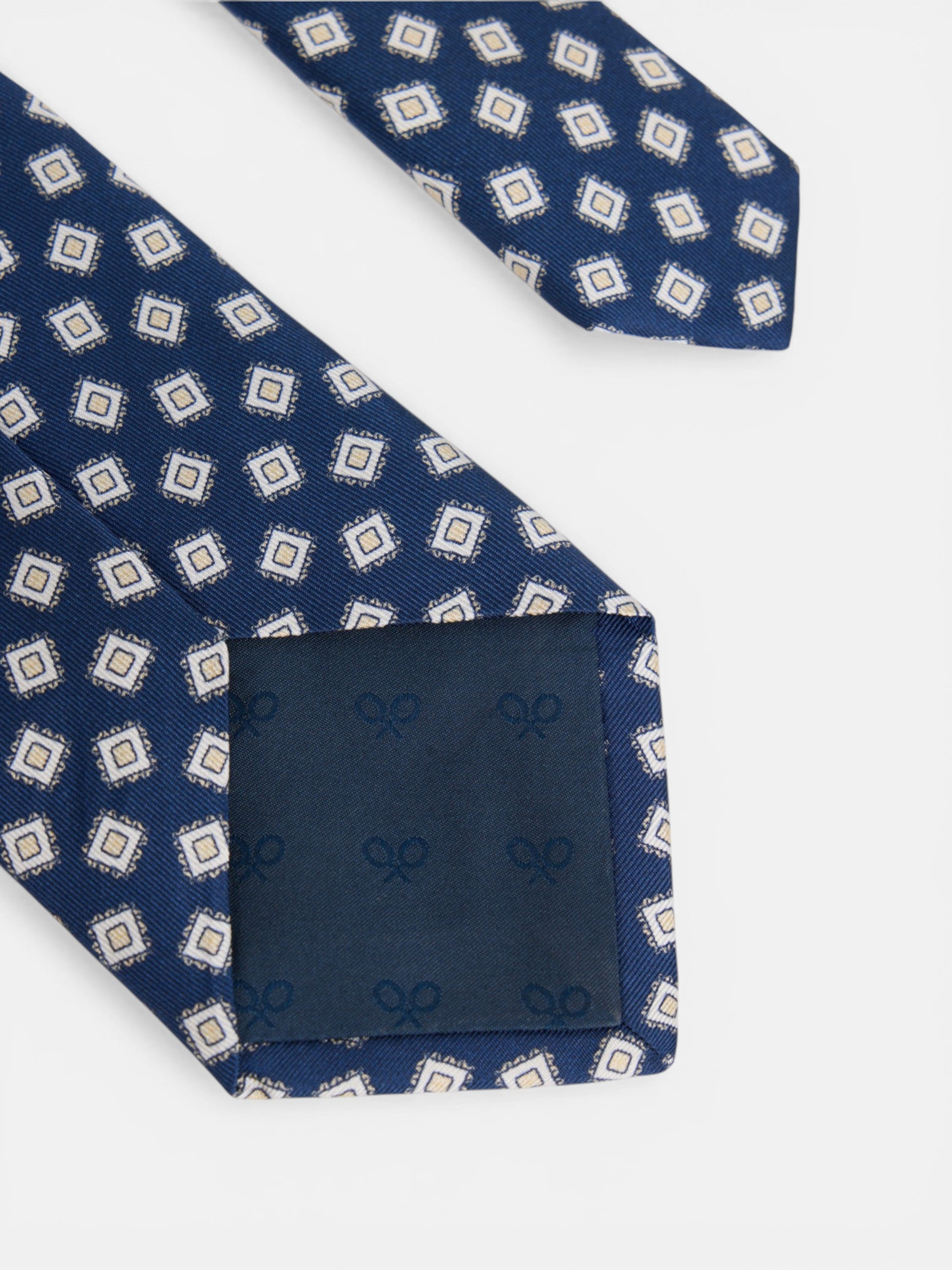 Corbata motivo cuadro irregular azul marino