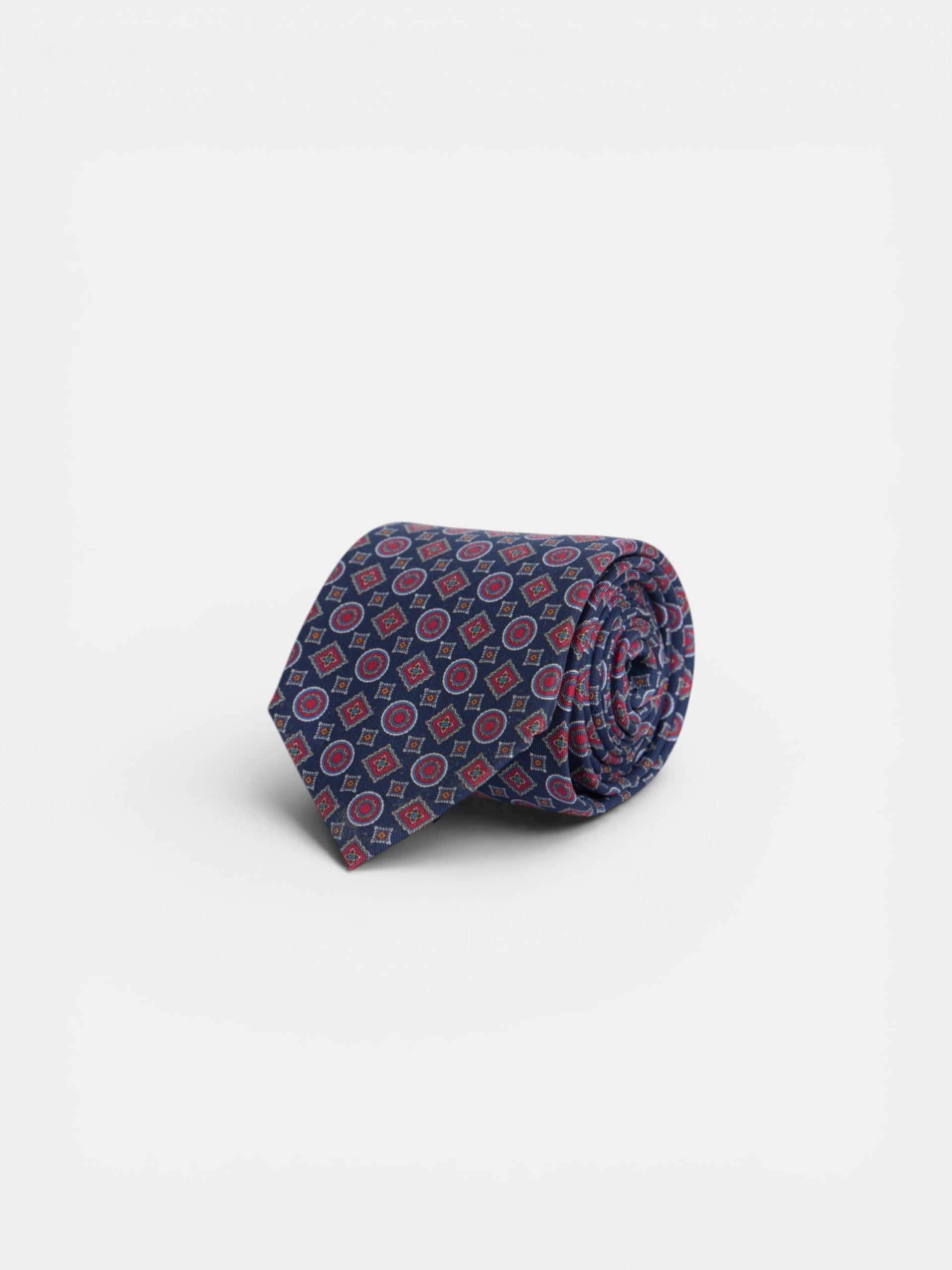 Corbata geometrica mini figuras azul marino