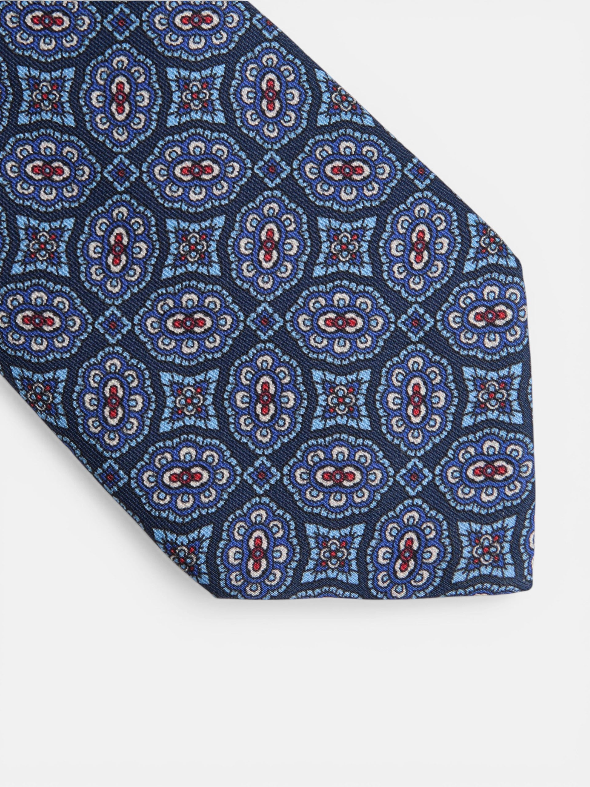 Navy blue tile pattern tie