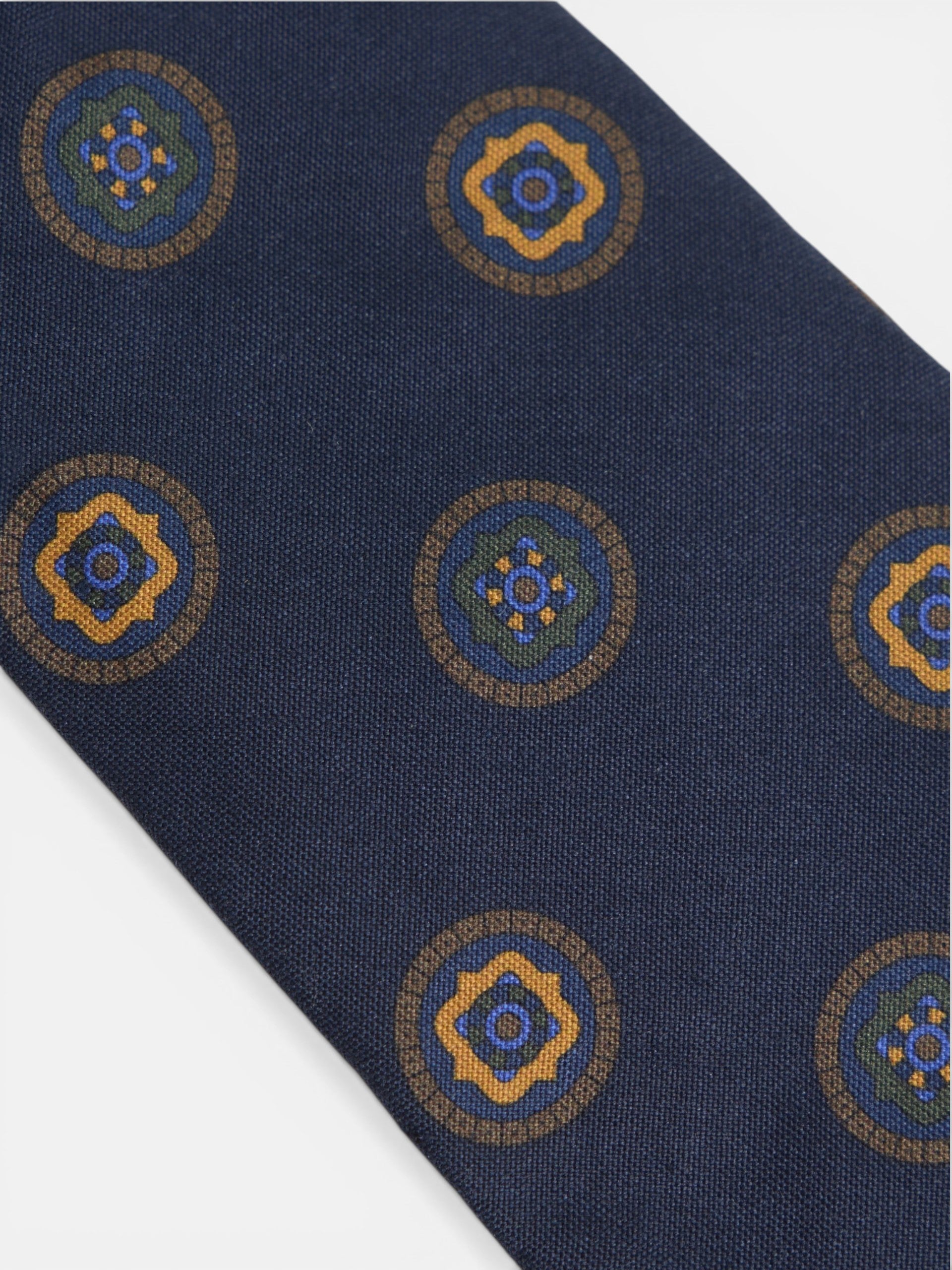 Navy blue geometric circles tie