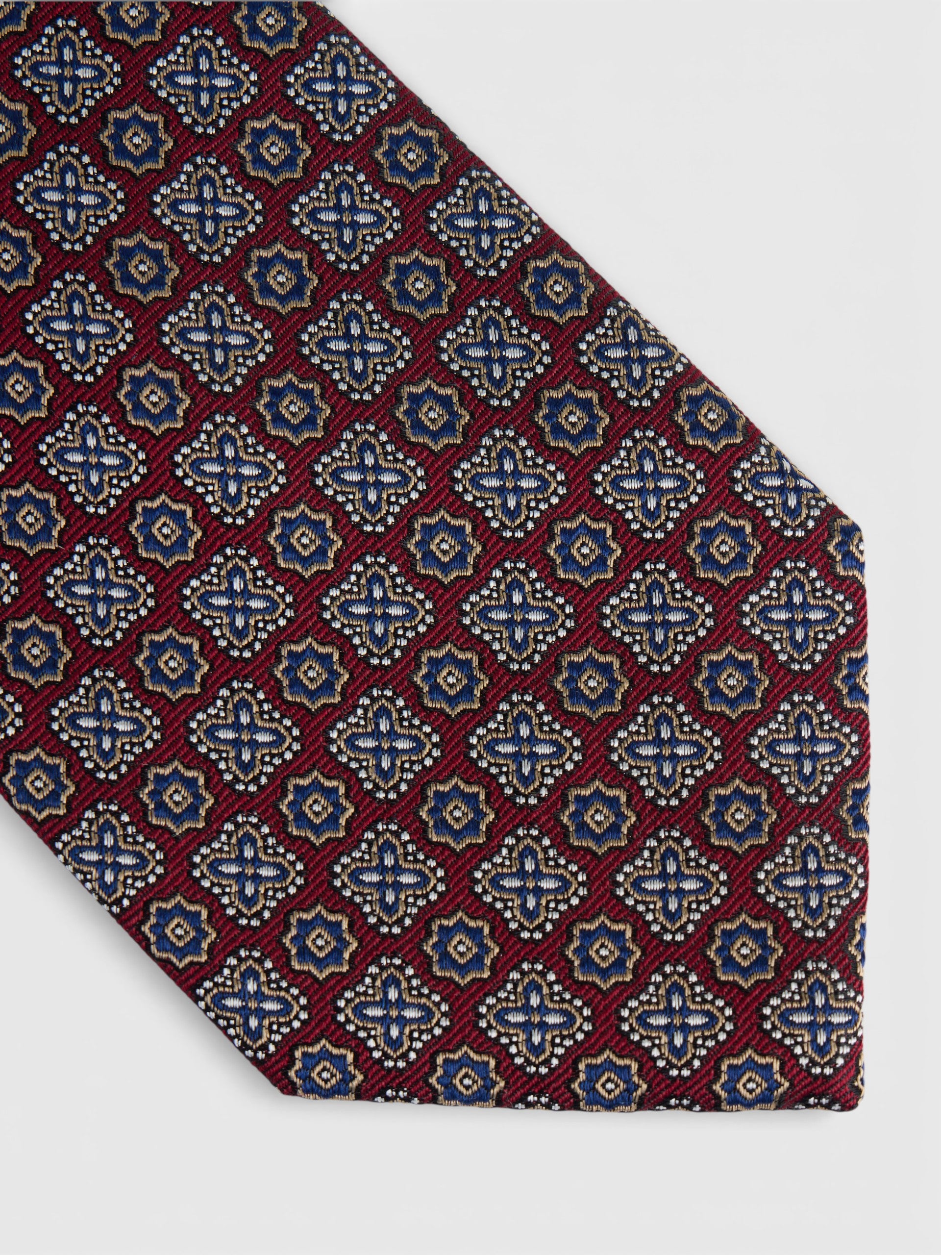 Cravate motif floral bordeaux