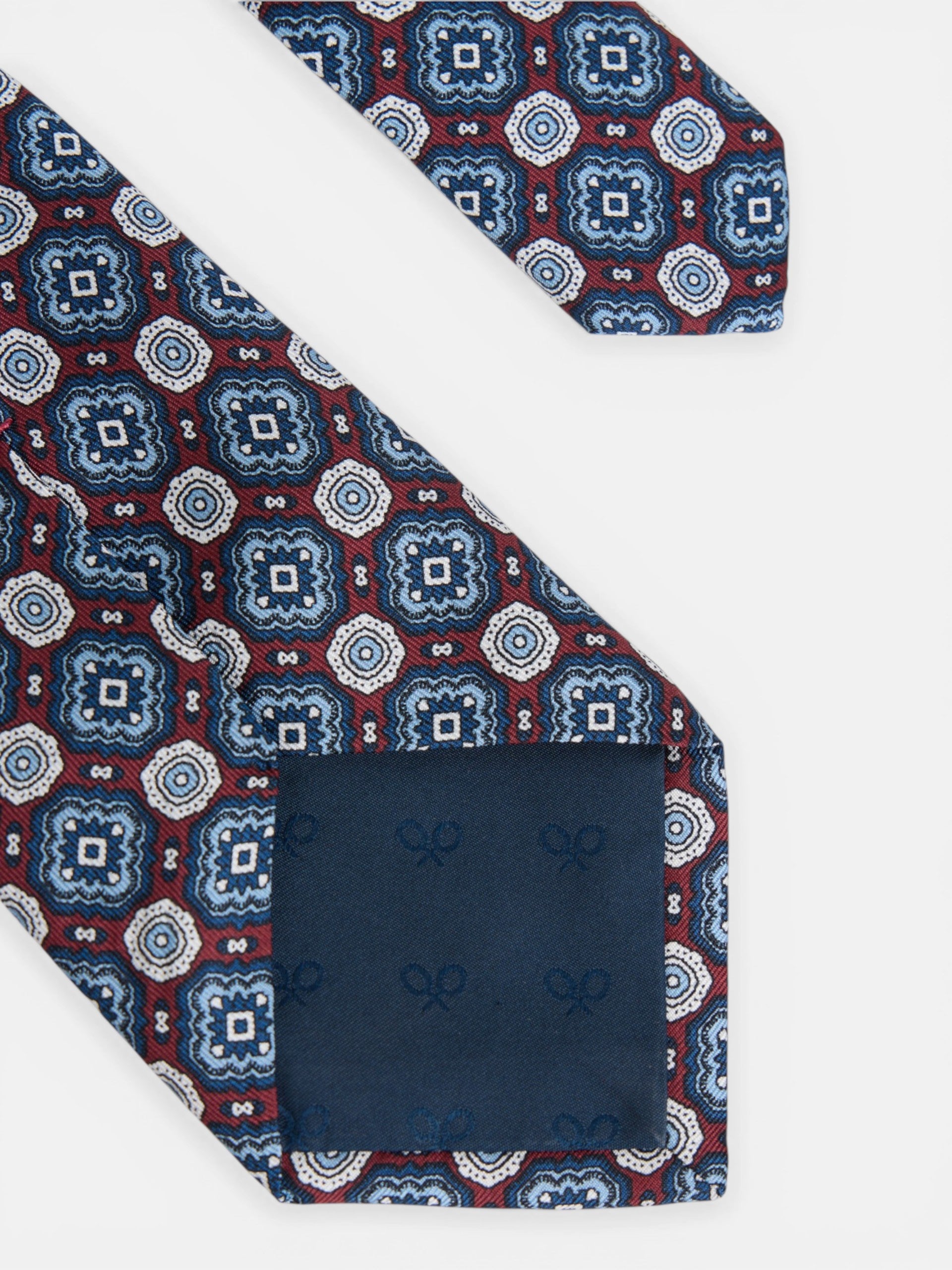 Burgundy tile pattern silk tie