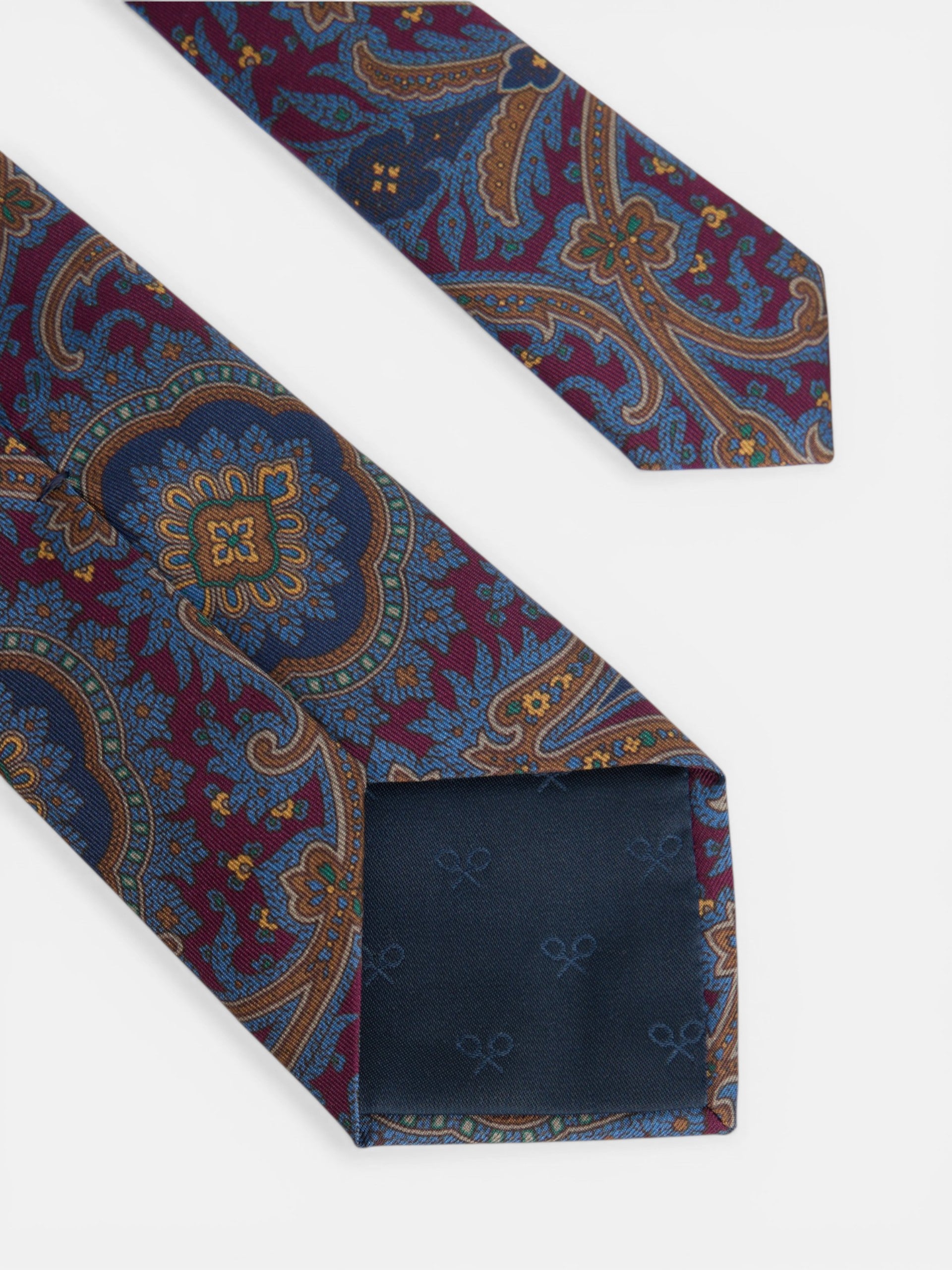 Gravata estampada paisley bordô