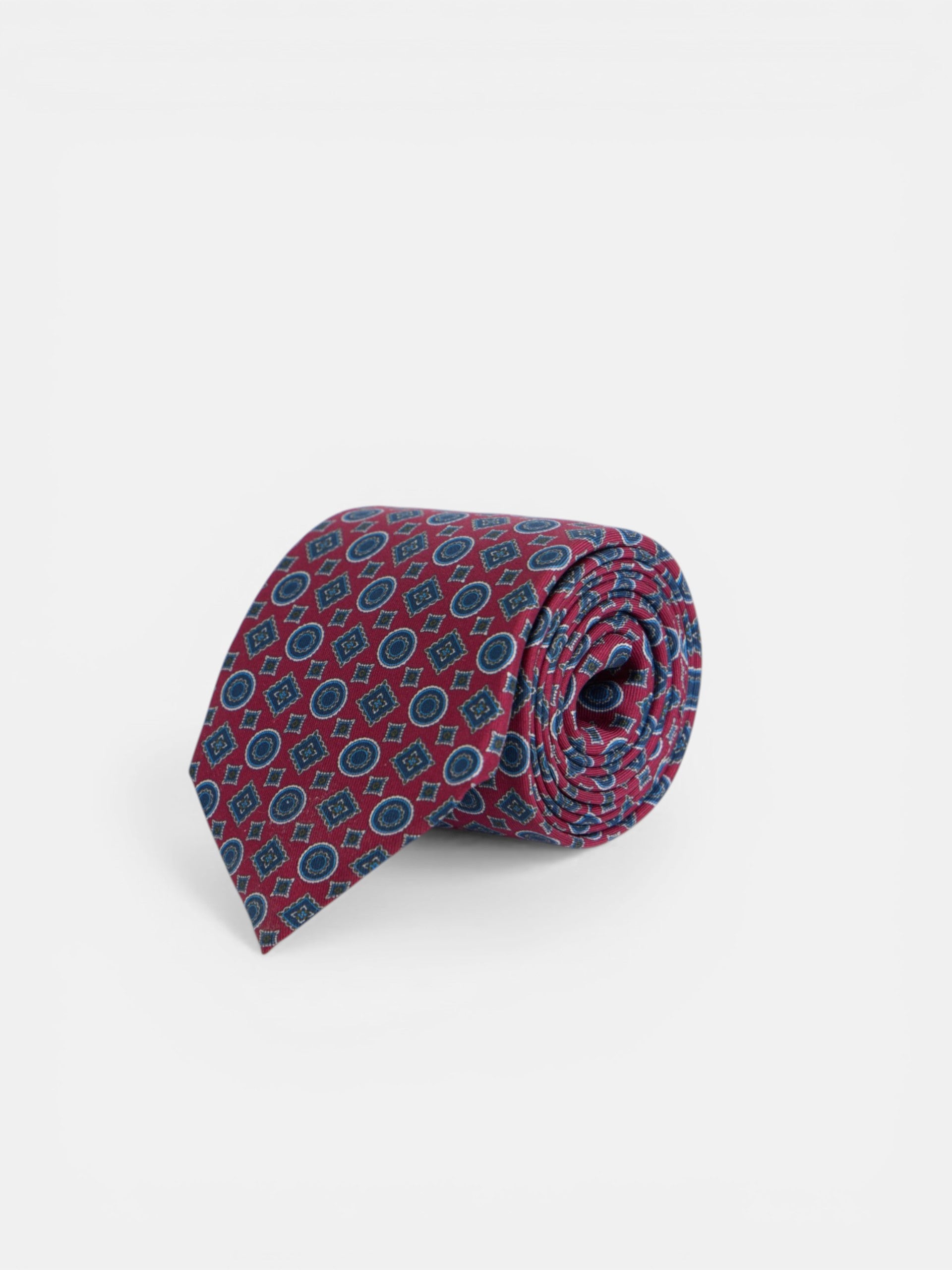 Corbata geometrica mini figuras burdeos
