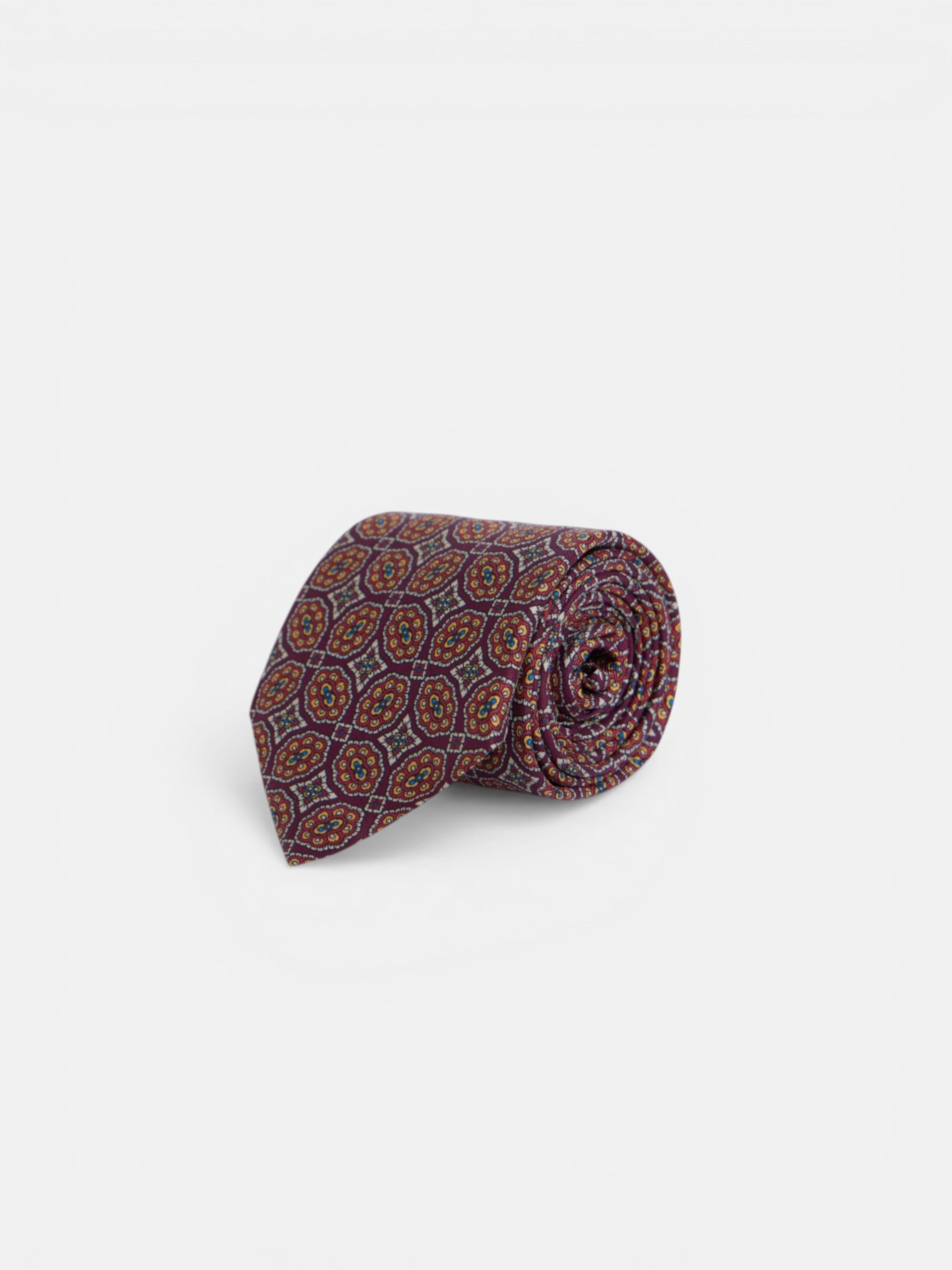 Corbata motivo azulejo burdeos