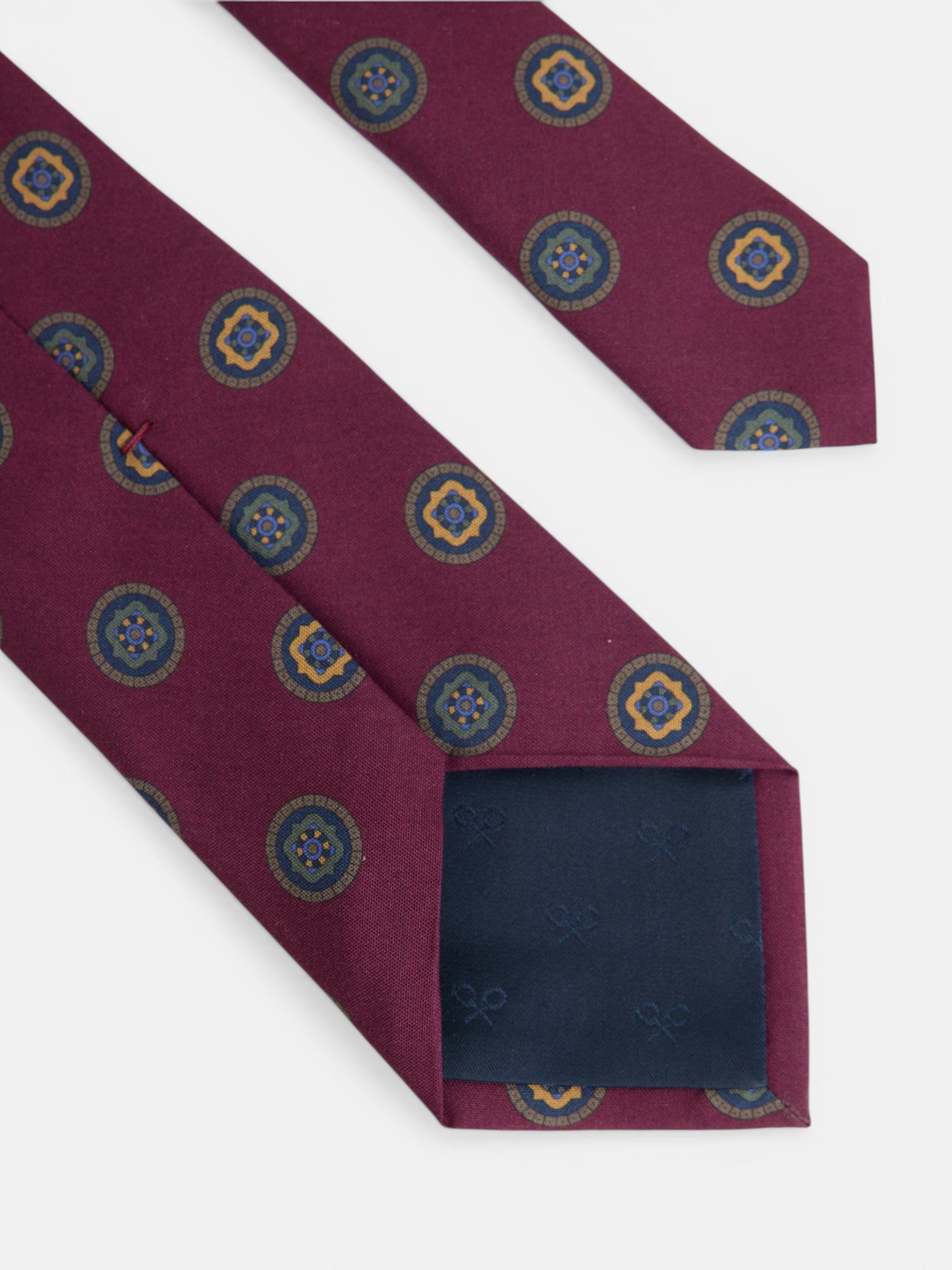 Burgundy geometric circles tie