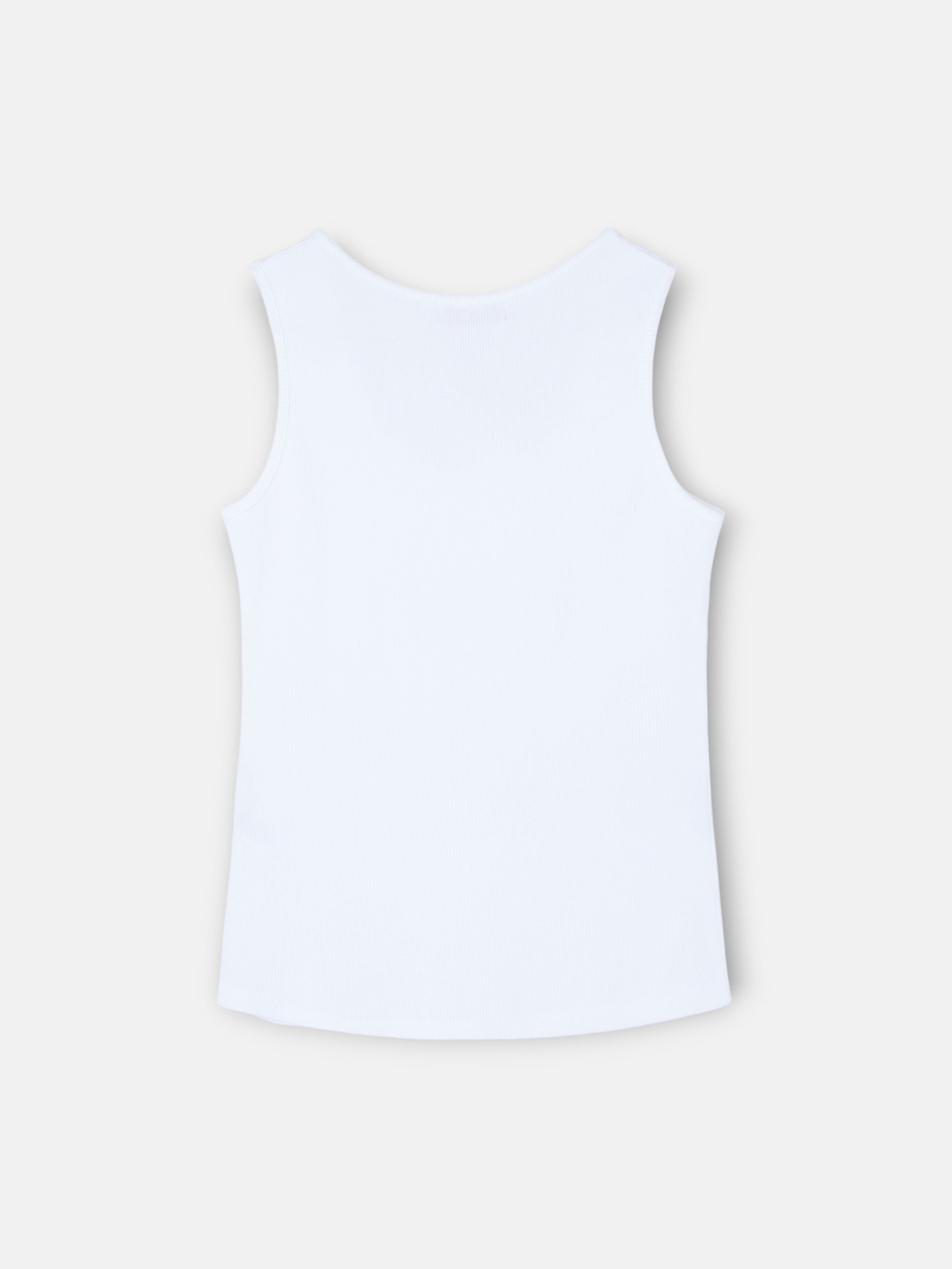 Camiseta woman tank silbon apliques blanca