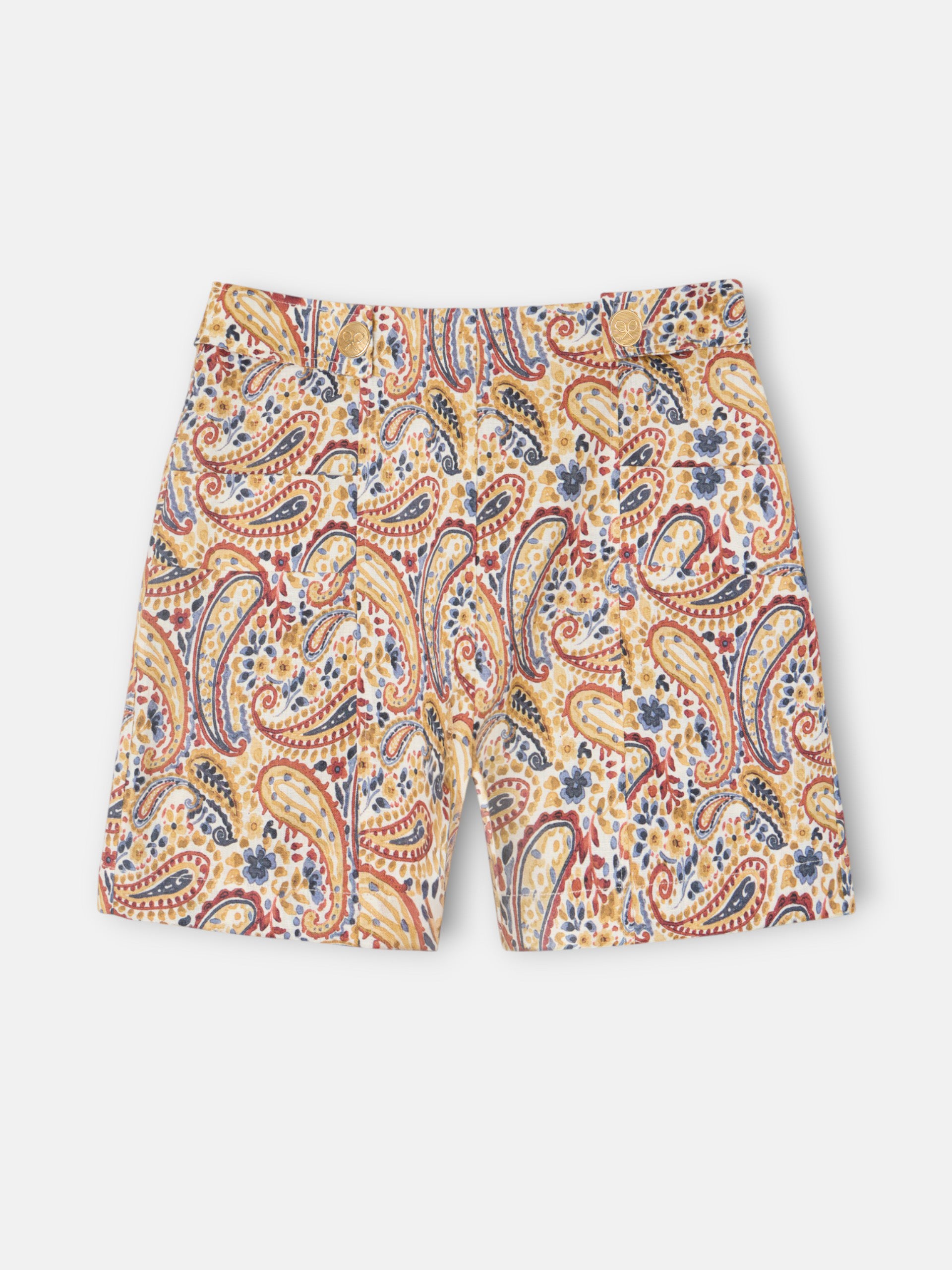 Bermuda lino estampado cachemir naranjas