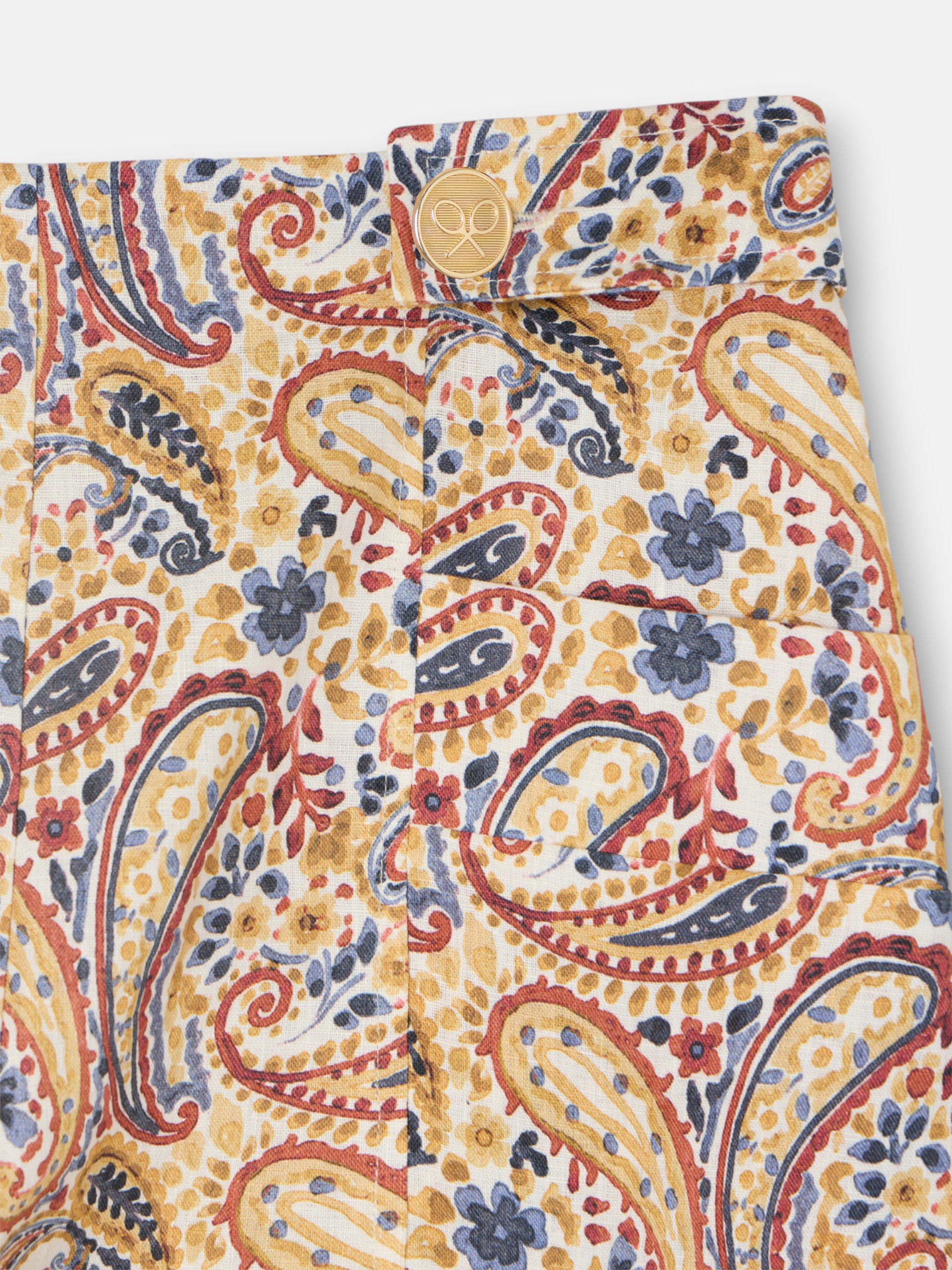 Bermuda lino estampado cachemir naranjas