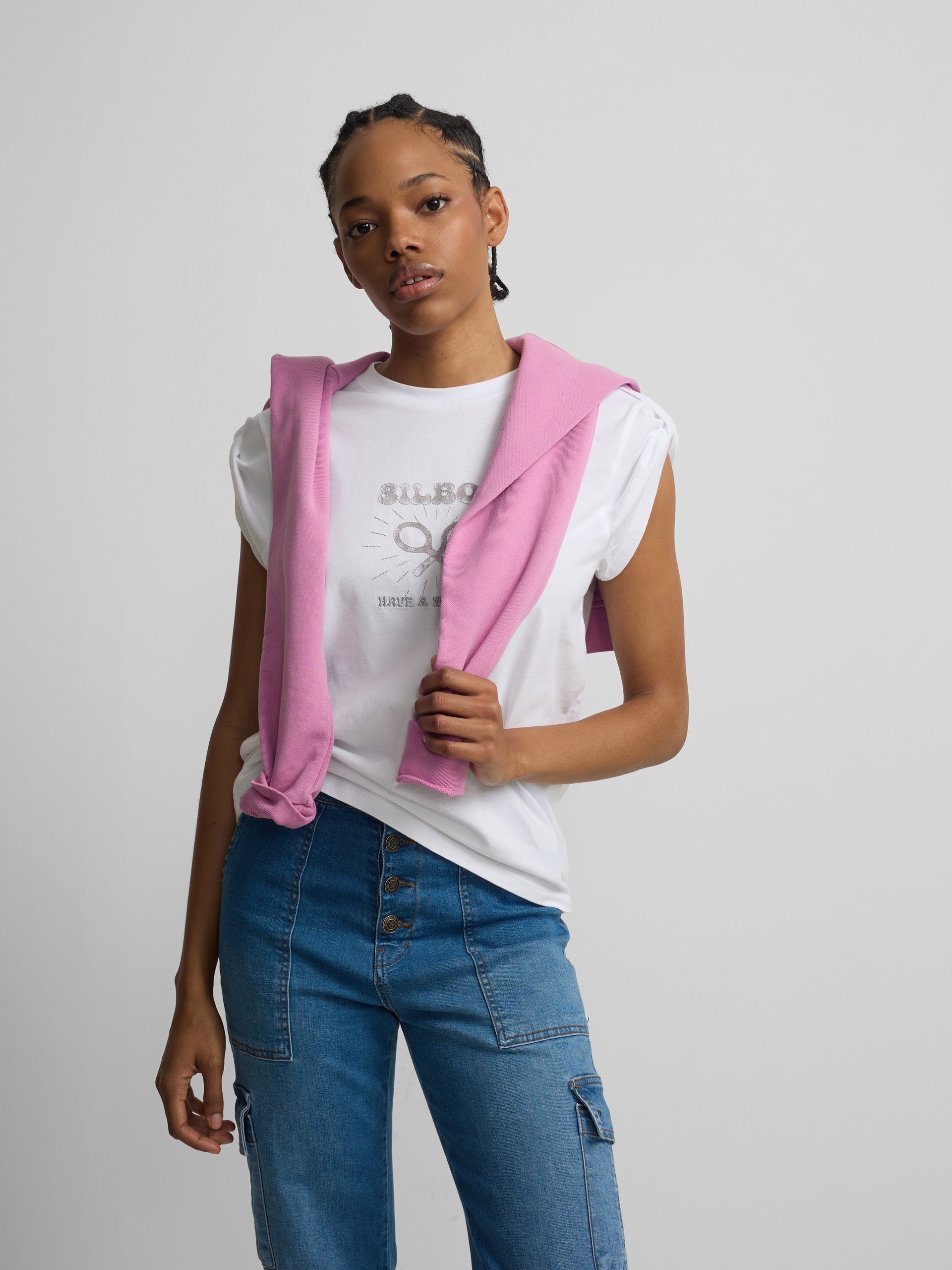 Camiseta woman roll out have a nice day blanca