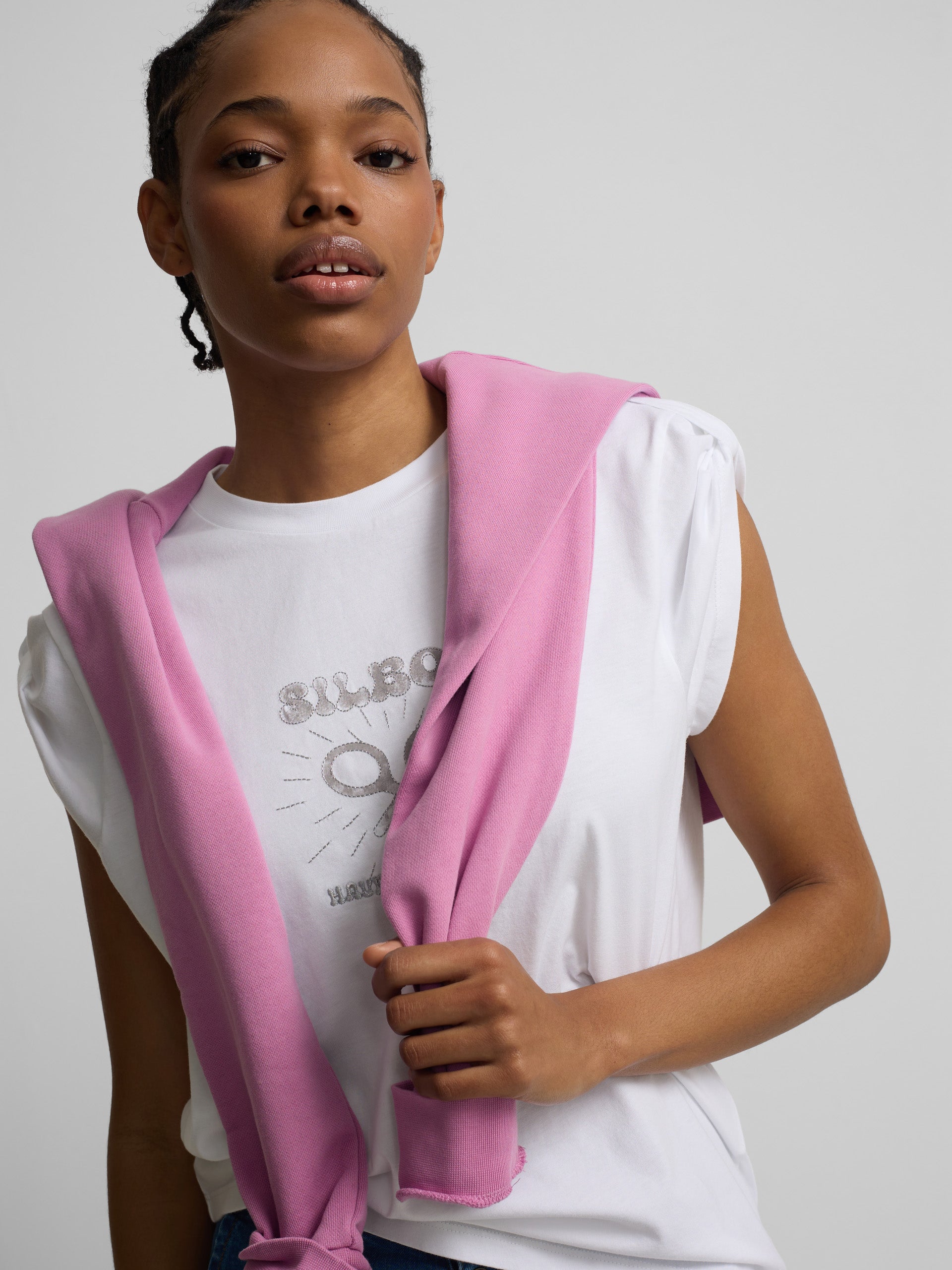 Camiseta woman roll out have a nice day blanca