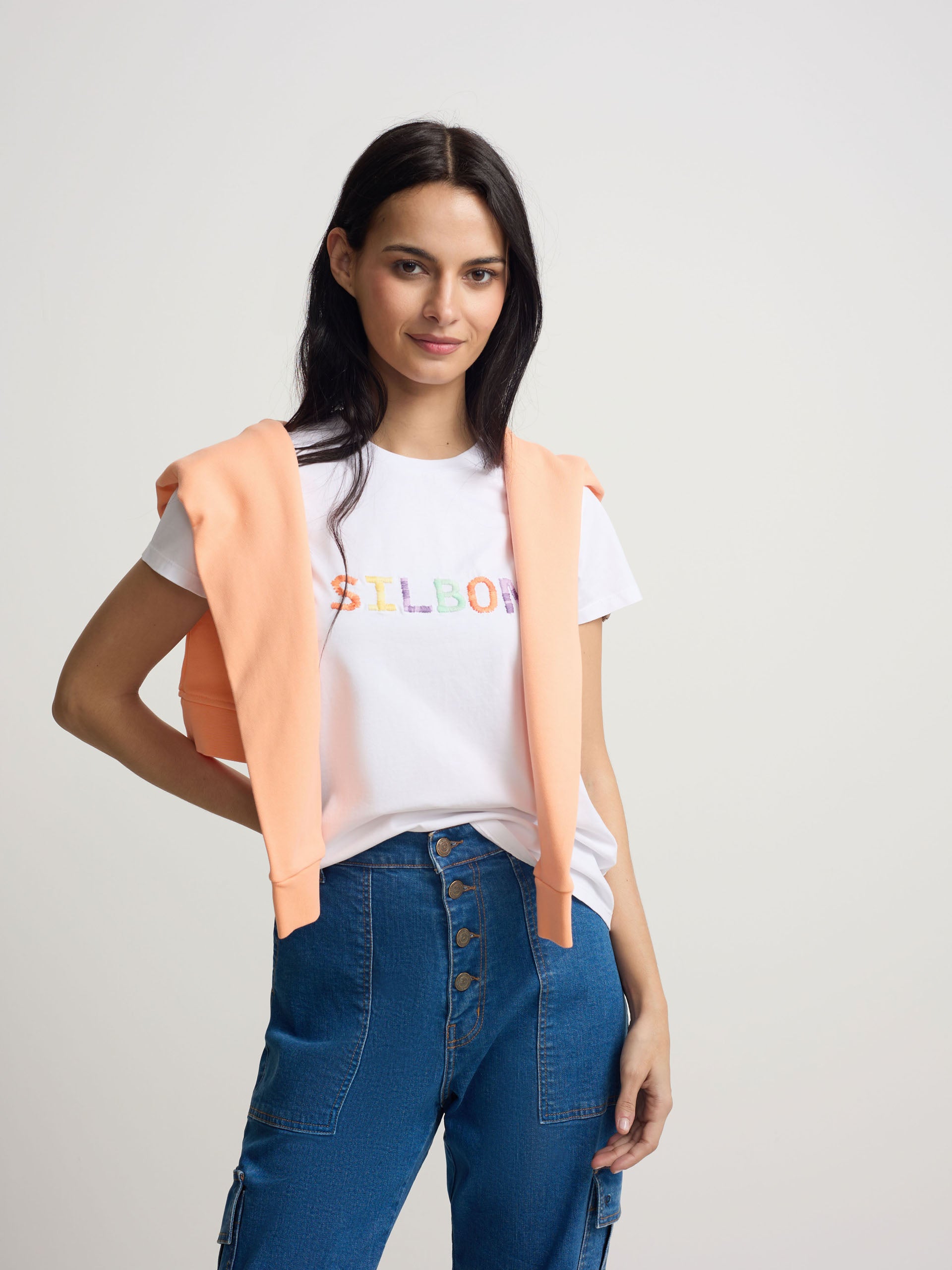 Camiseta woman silbon garabateado blanca