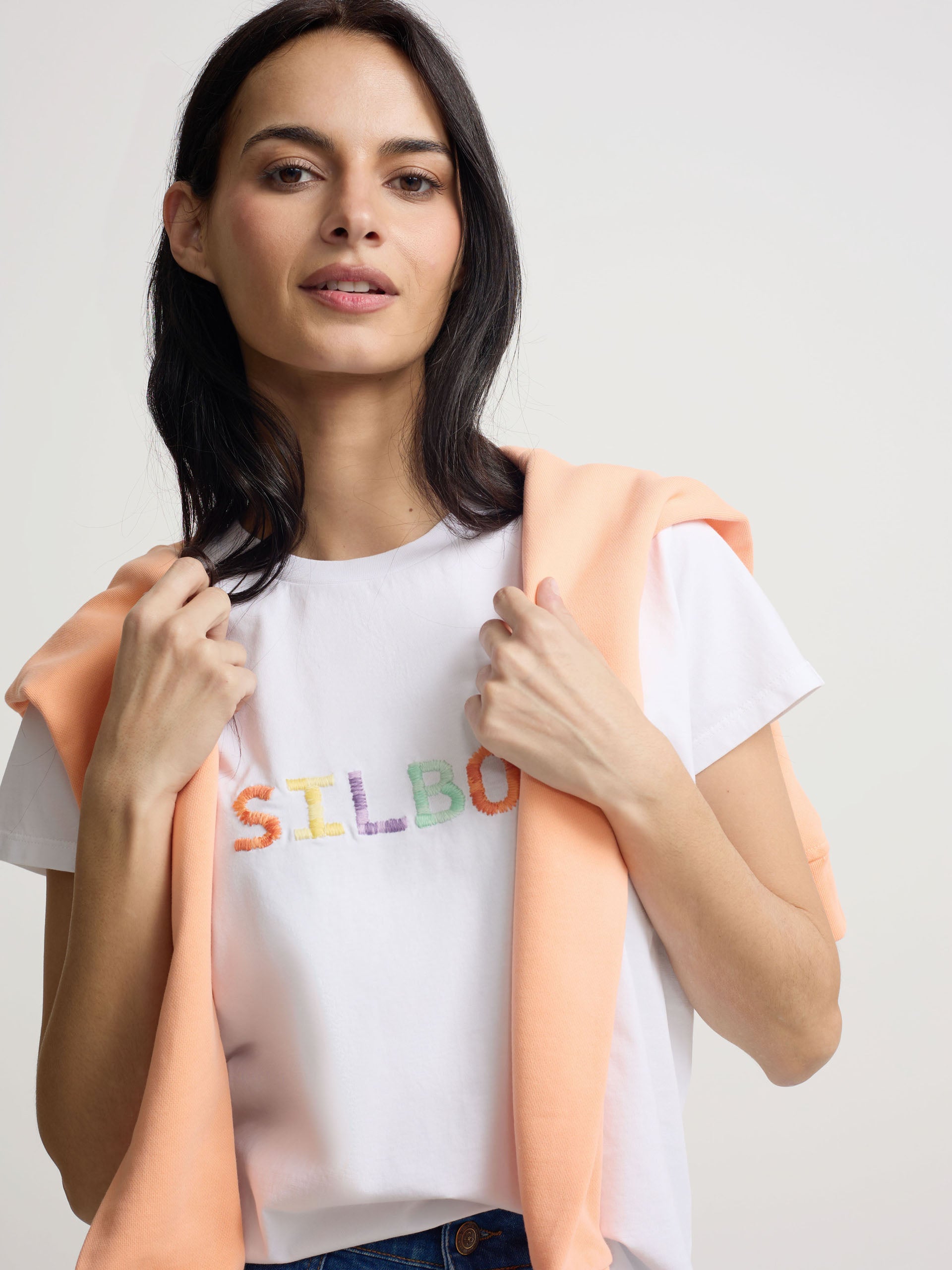 Camiseta woman silbon garabateado blanca