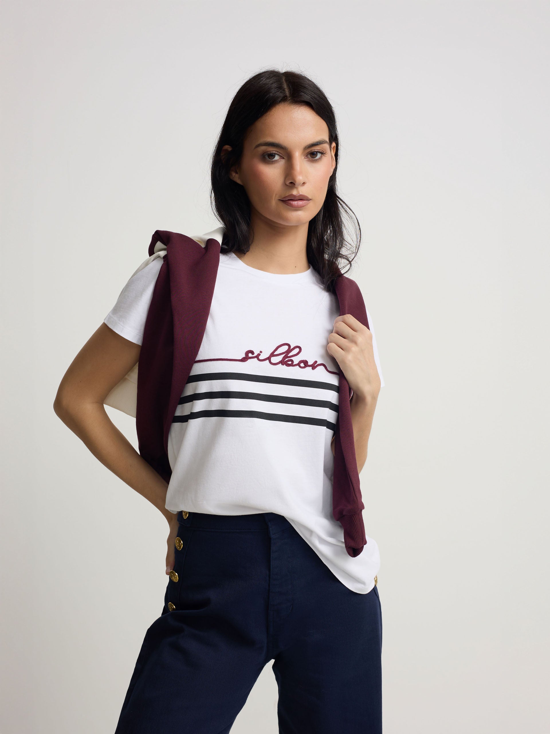 Camisola mulher silbon cordão branca