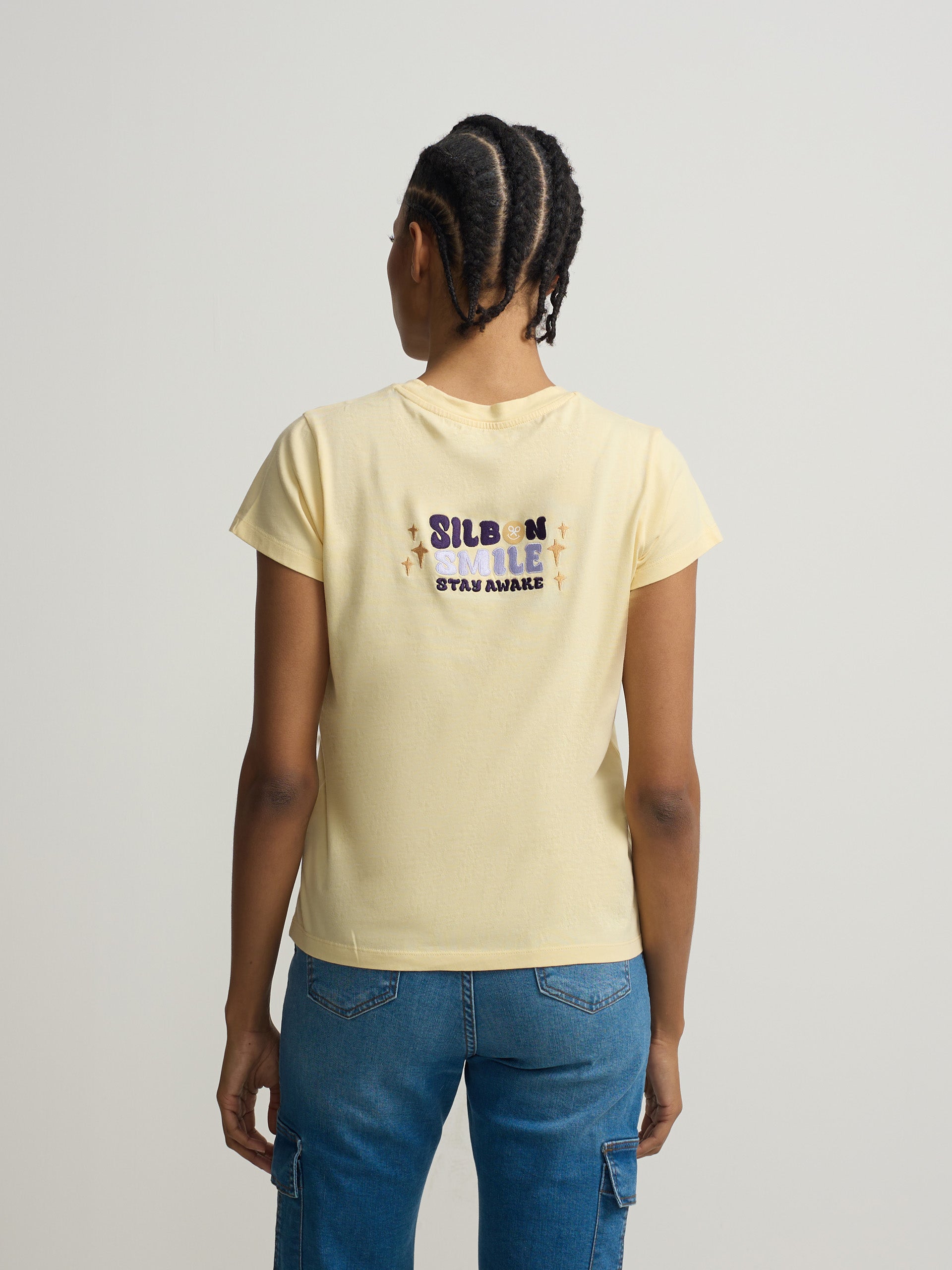 Camiseta woman silbon smile amarilla