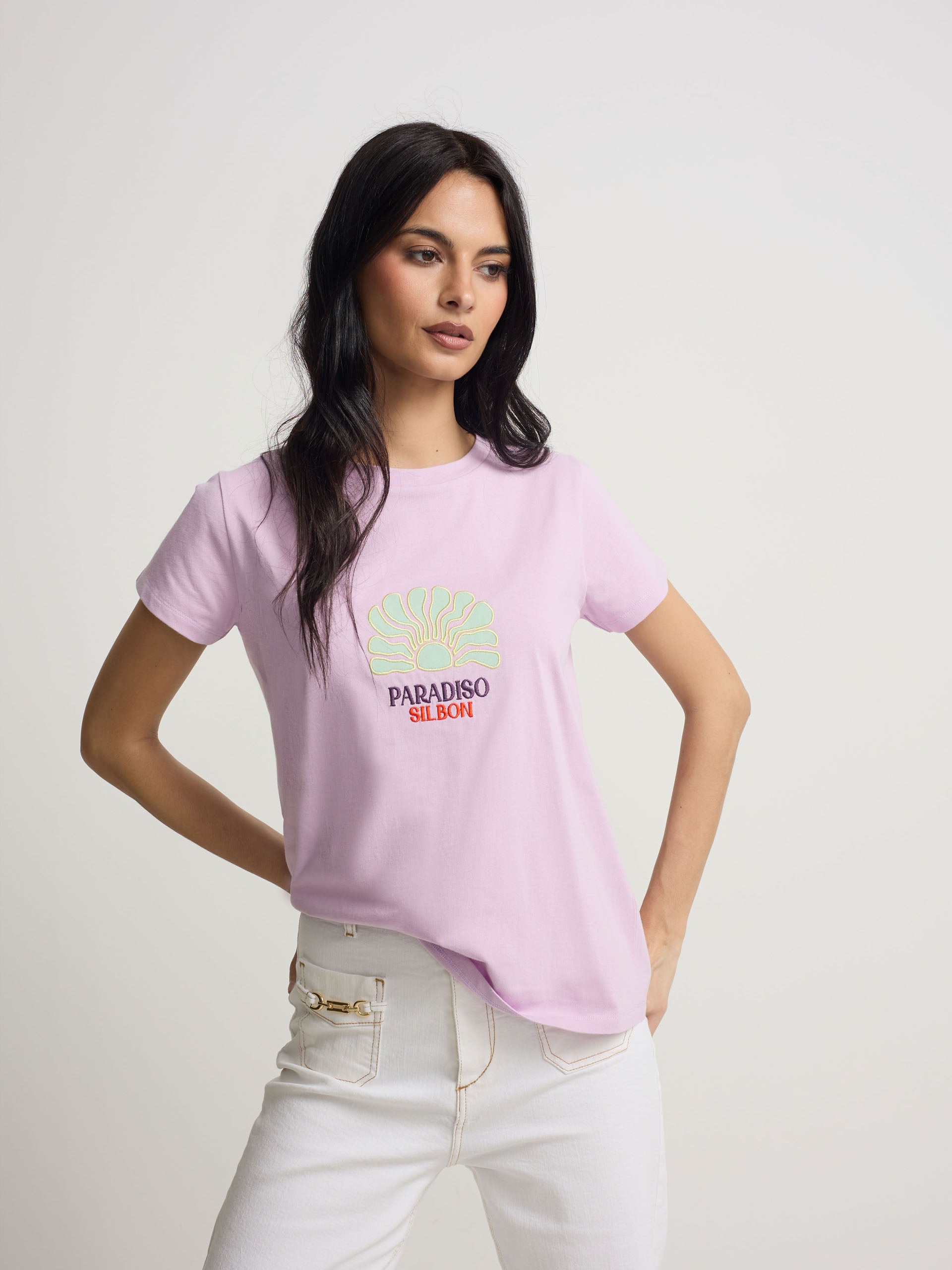 Camiseta woman paradiso morada