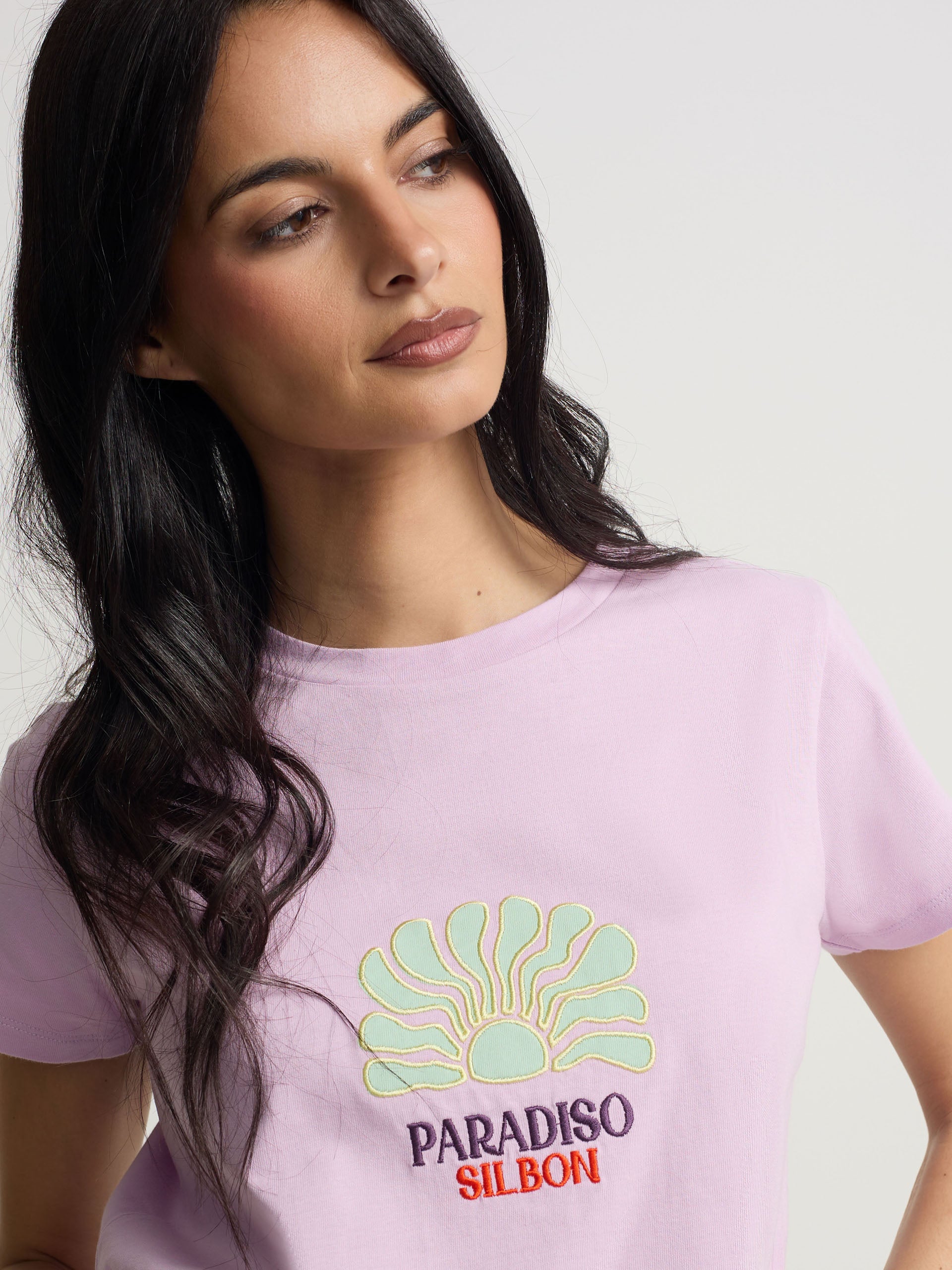 Camiseta woman paradiso morada