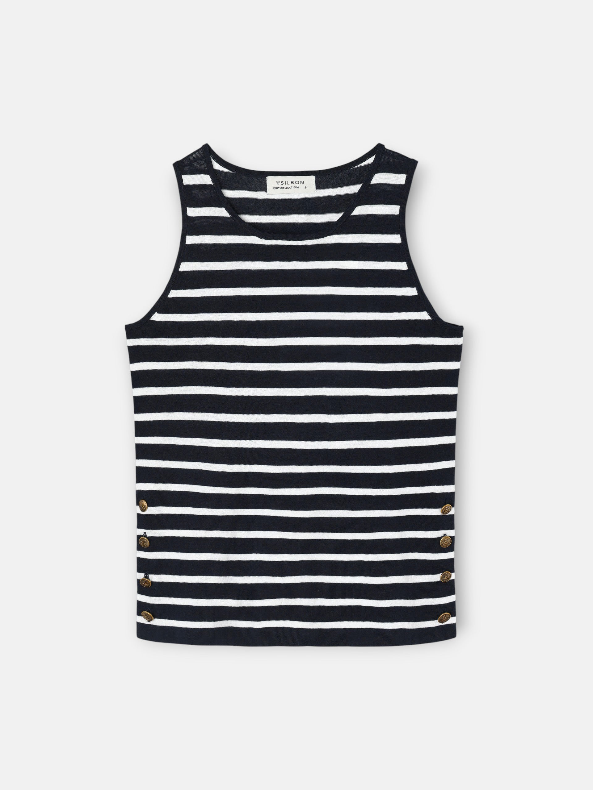Camiseta punto rayas marino y crudo
