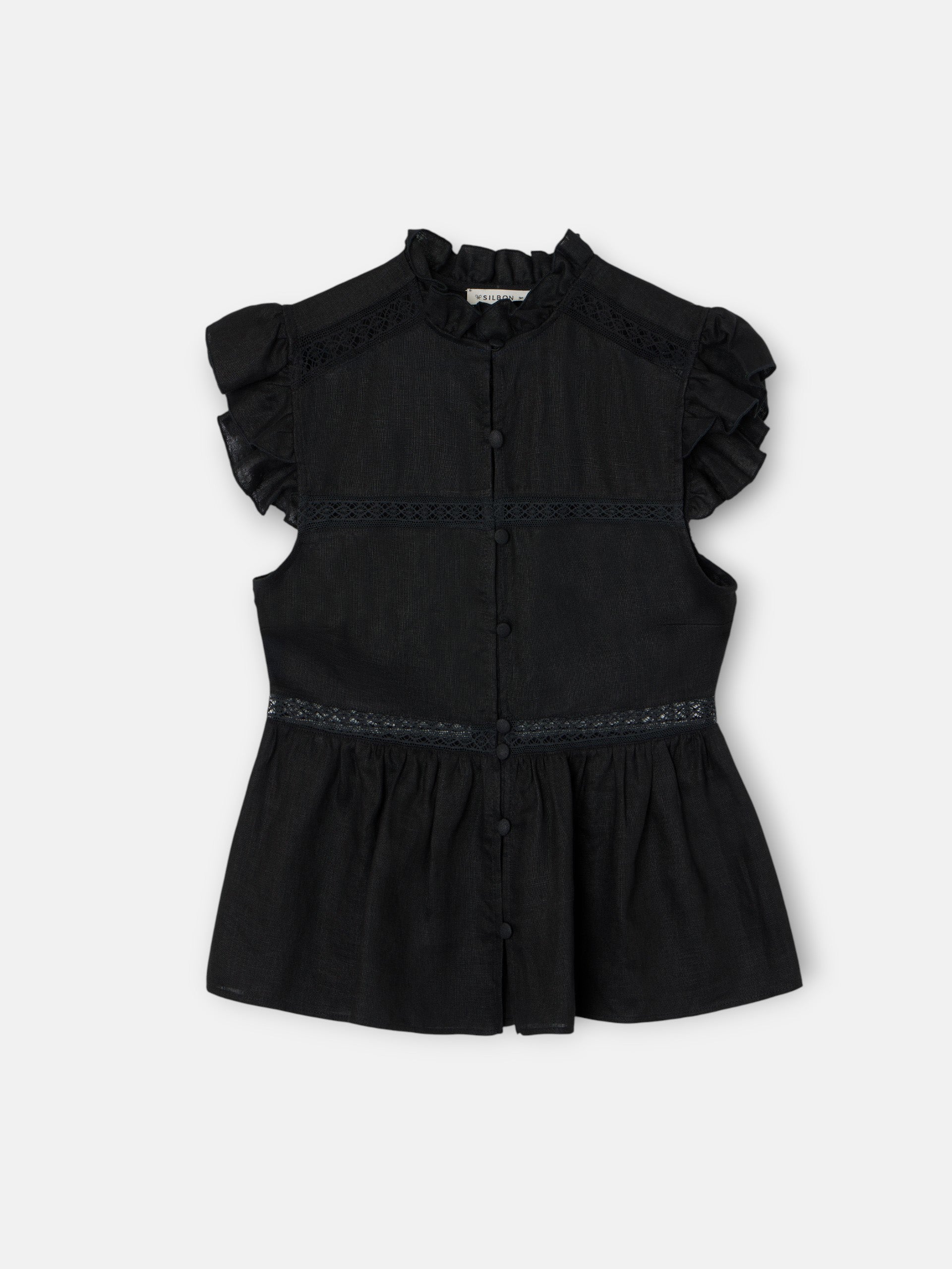 Blusa detalles bordados negra