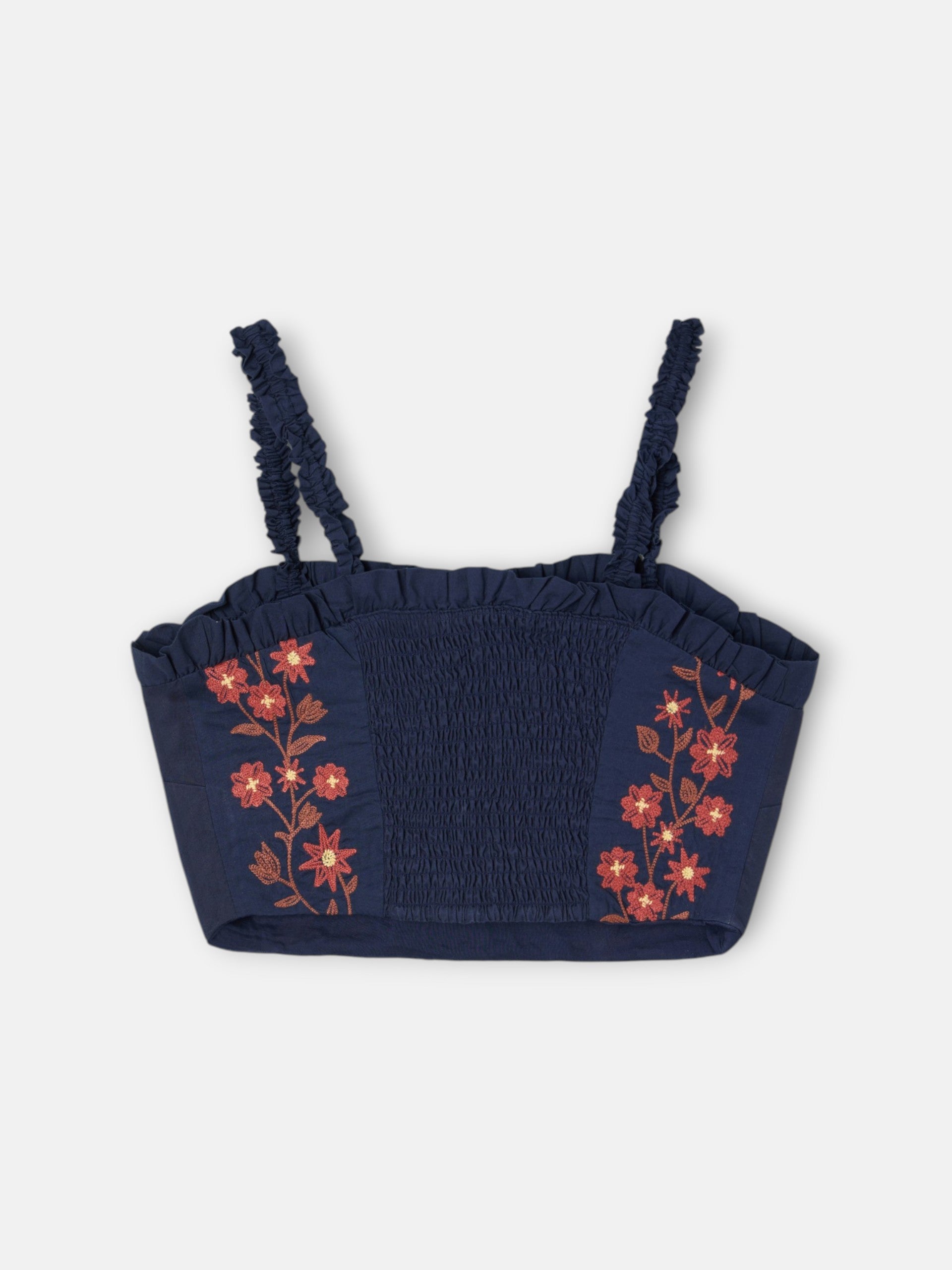 Top flores bordadas azul