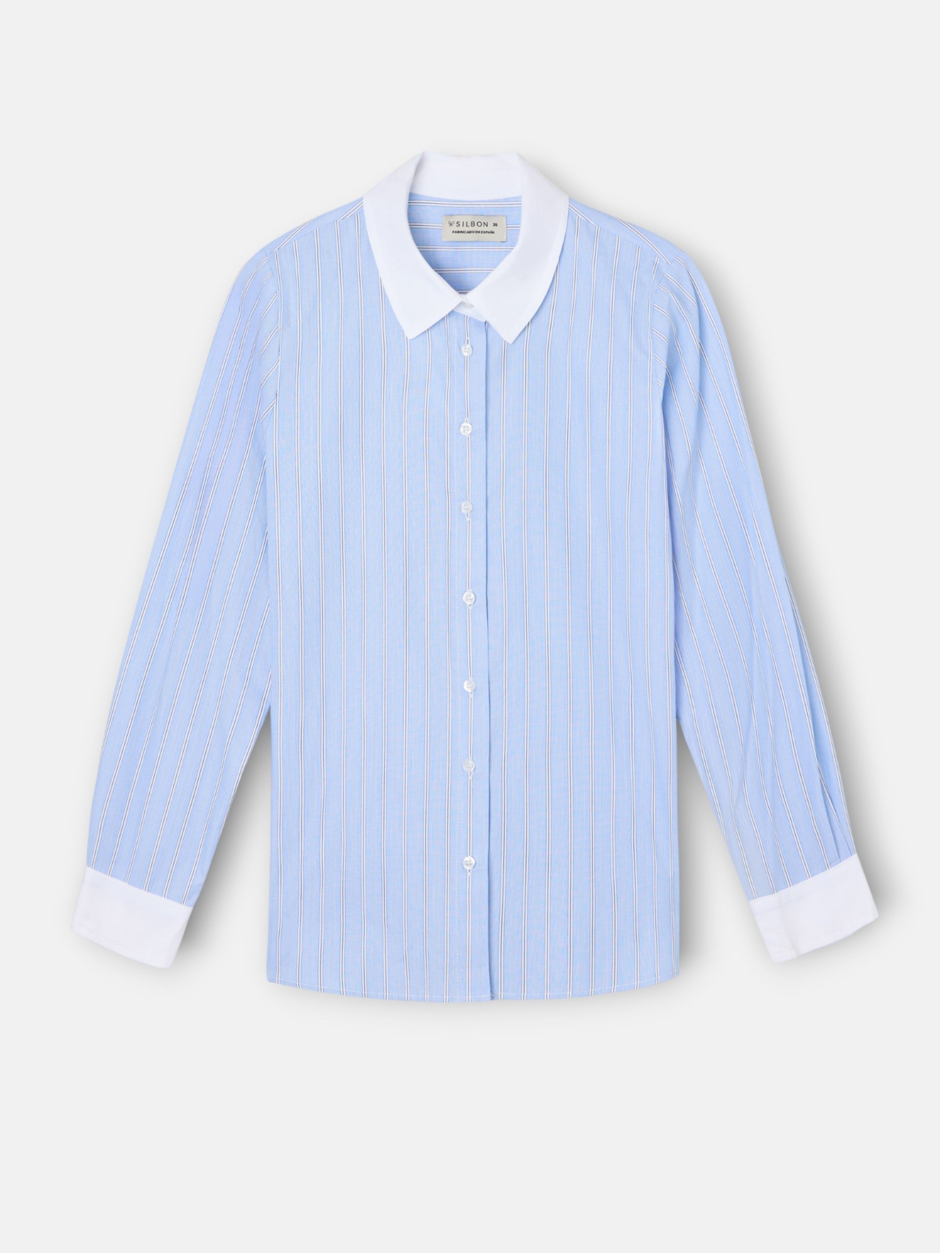 Camisa estructura rayas celeste