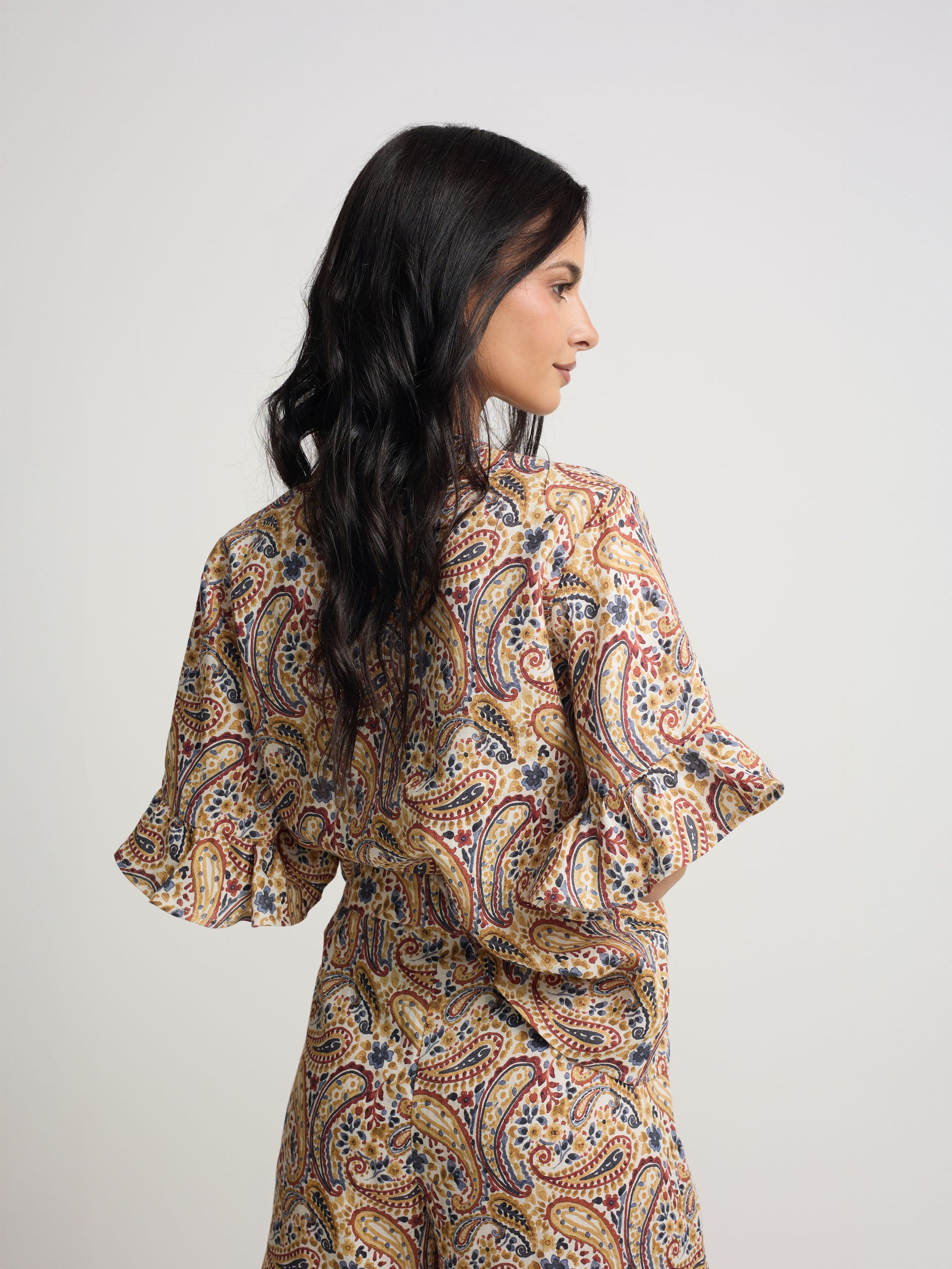 Blusa manga volante estampado naranjas