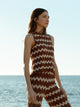 Brown herringbone knit top