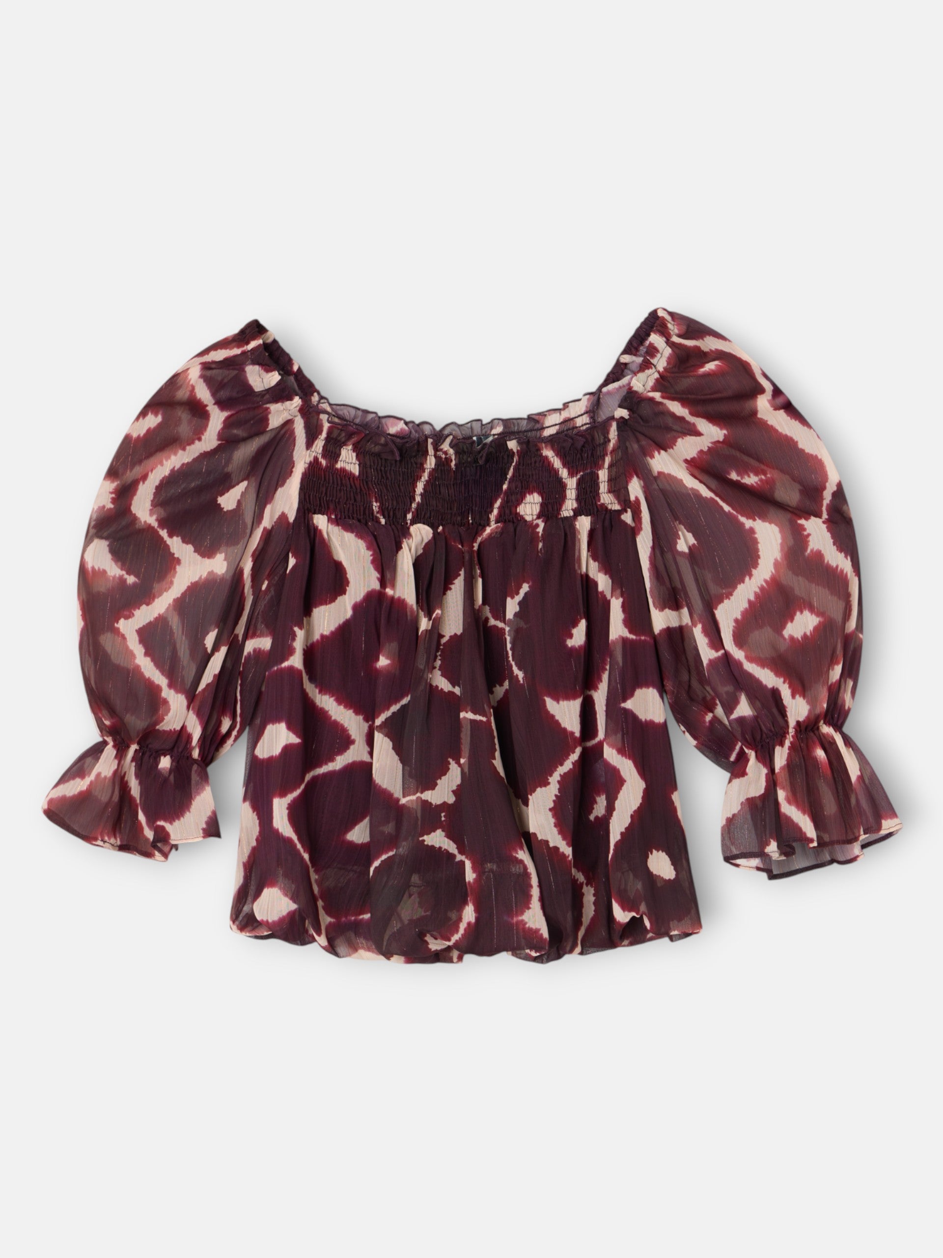 Blusa fruncida estampado marrones