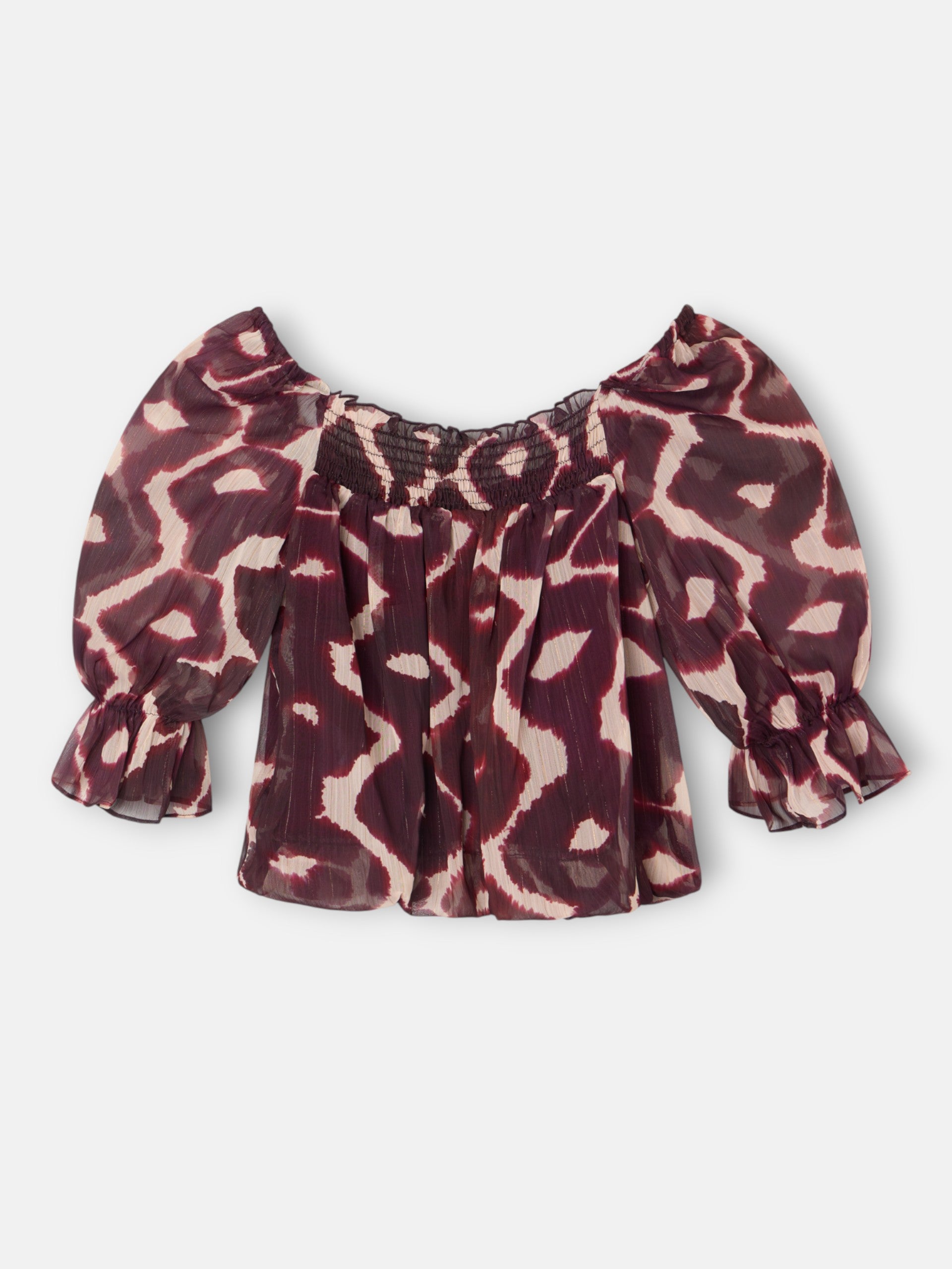 Blusa fruncida estampado marrones