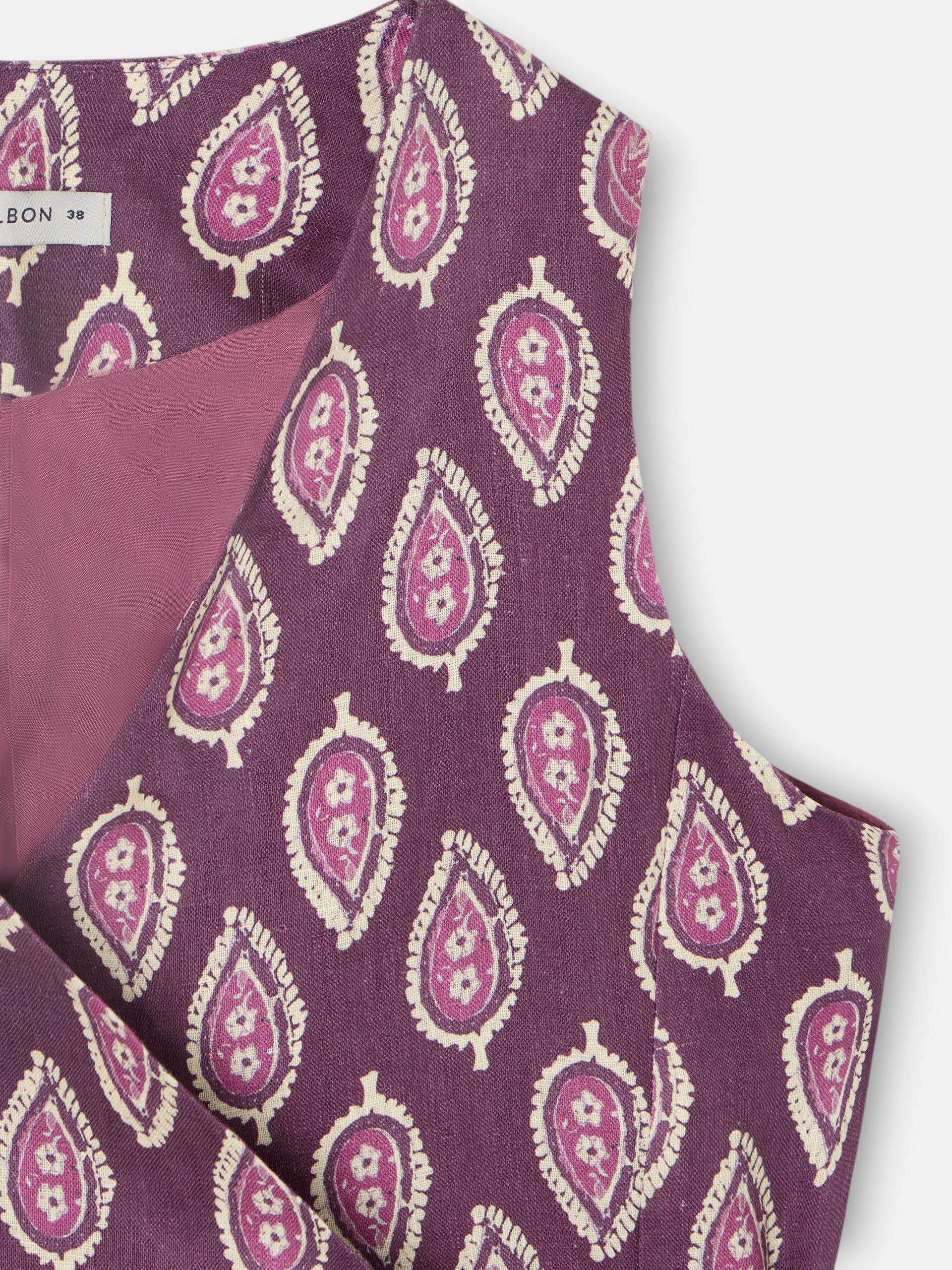 Gilet croisé à motif bordeaux avec nœud