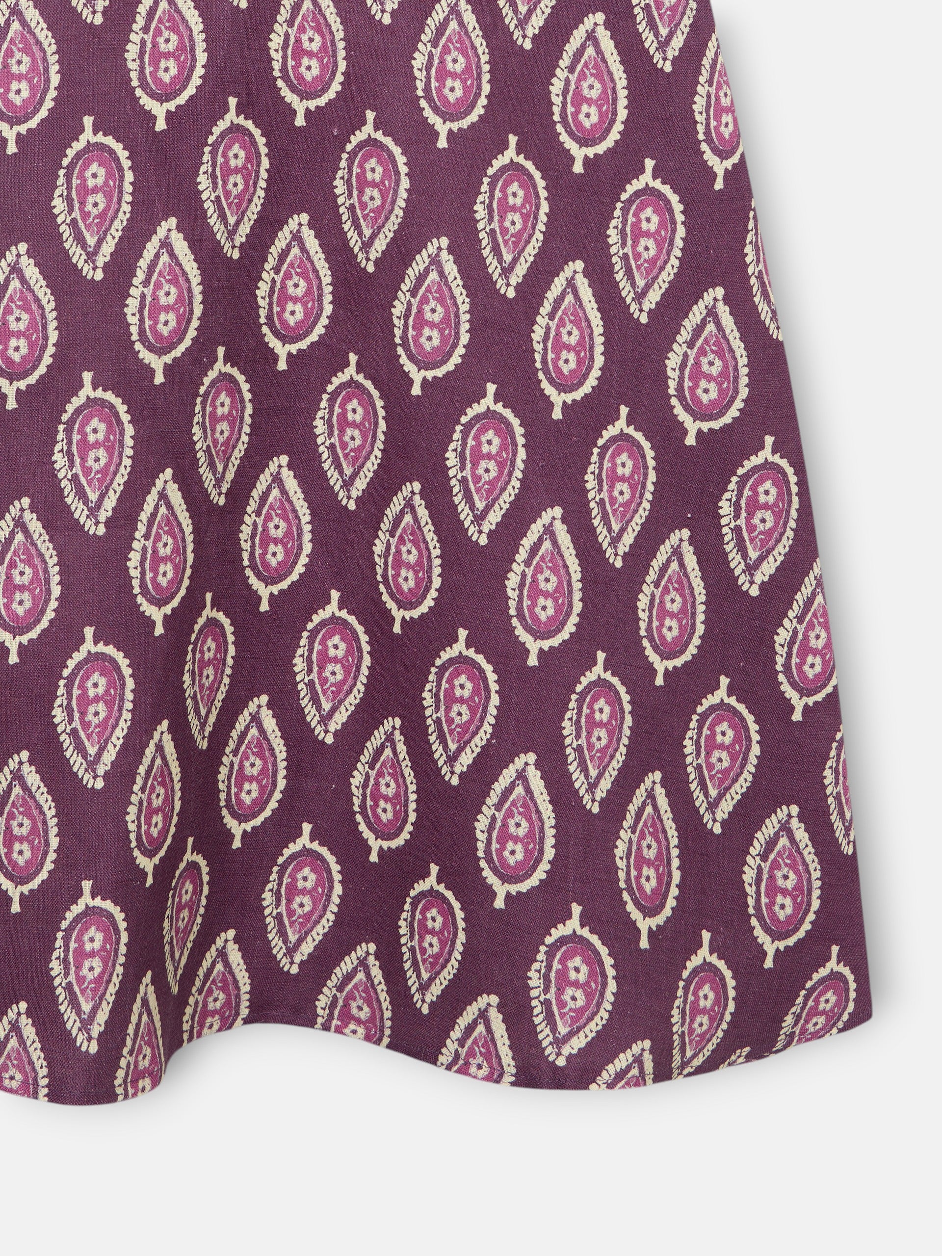 Saia comprida estampada em bordô