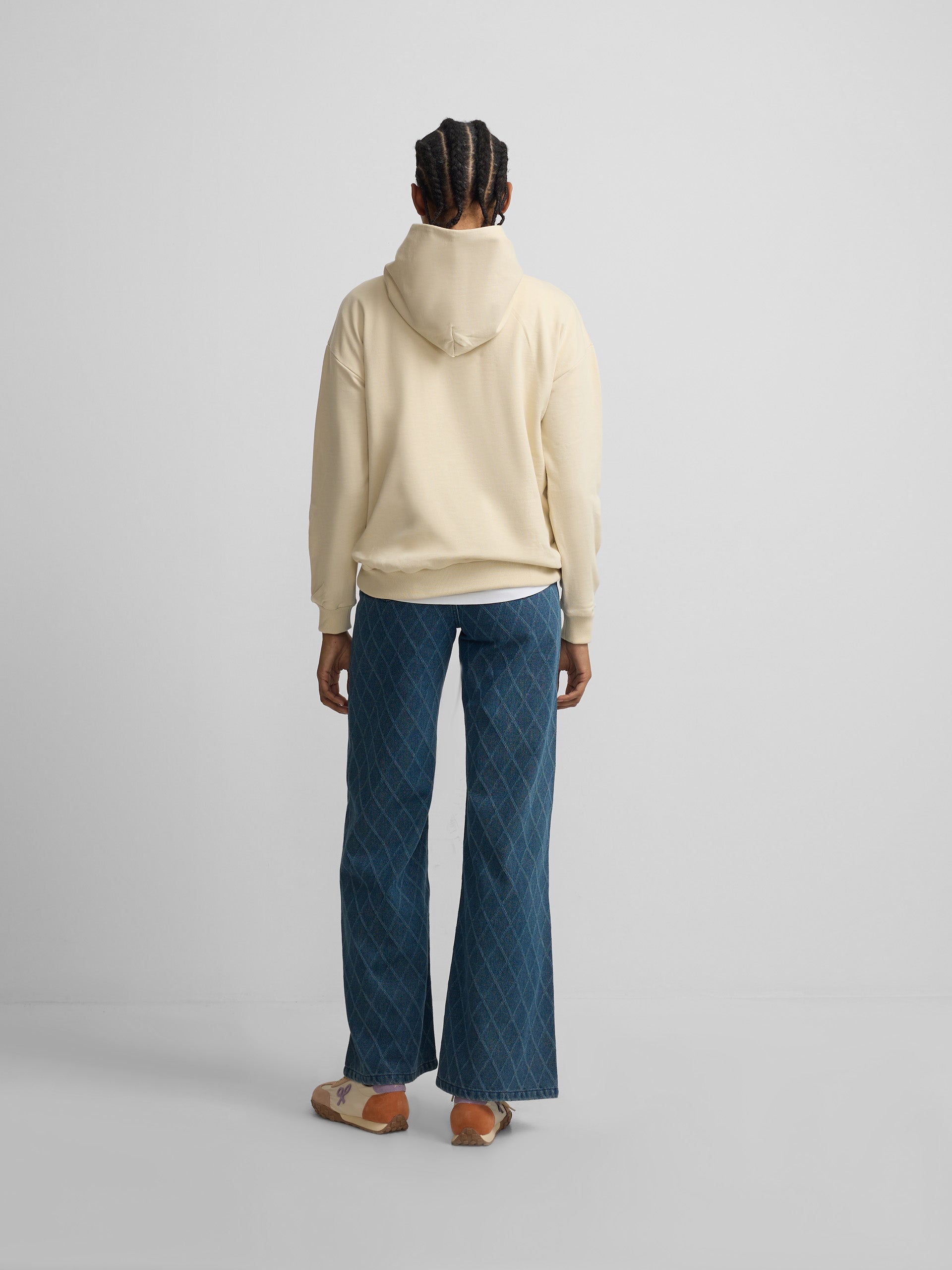Pantalon denim estampado rombos azul