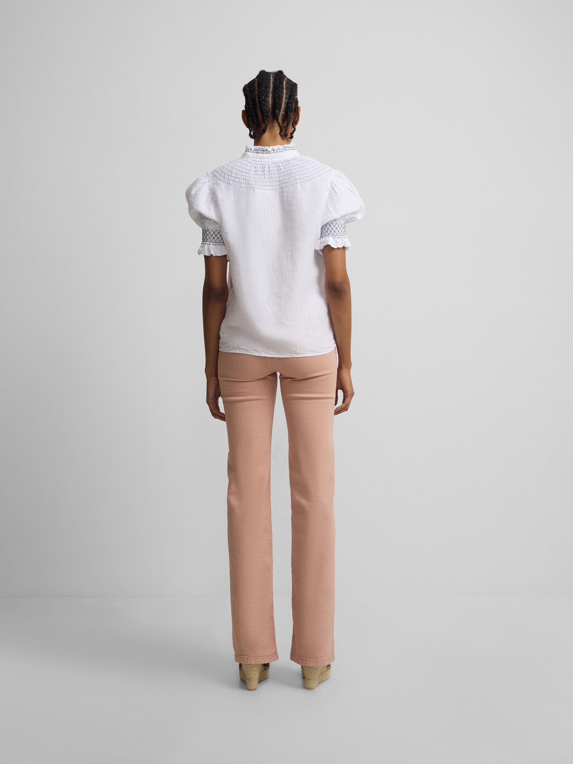 Pantalon denim hebillas coral