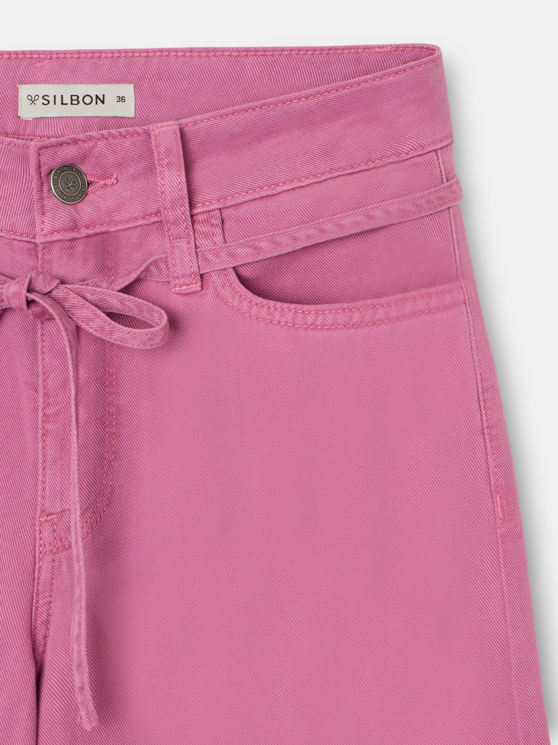 Pantalon denim cordon frambuesa
