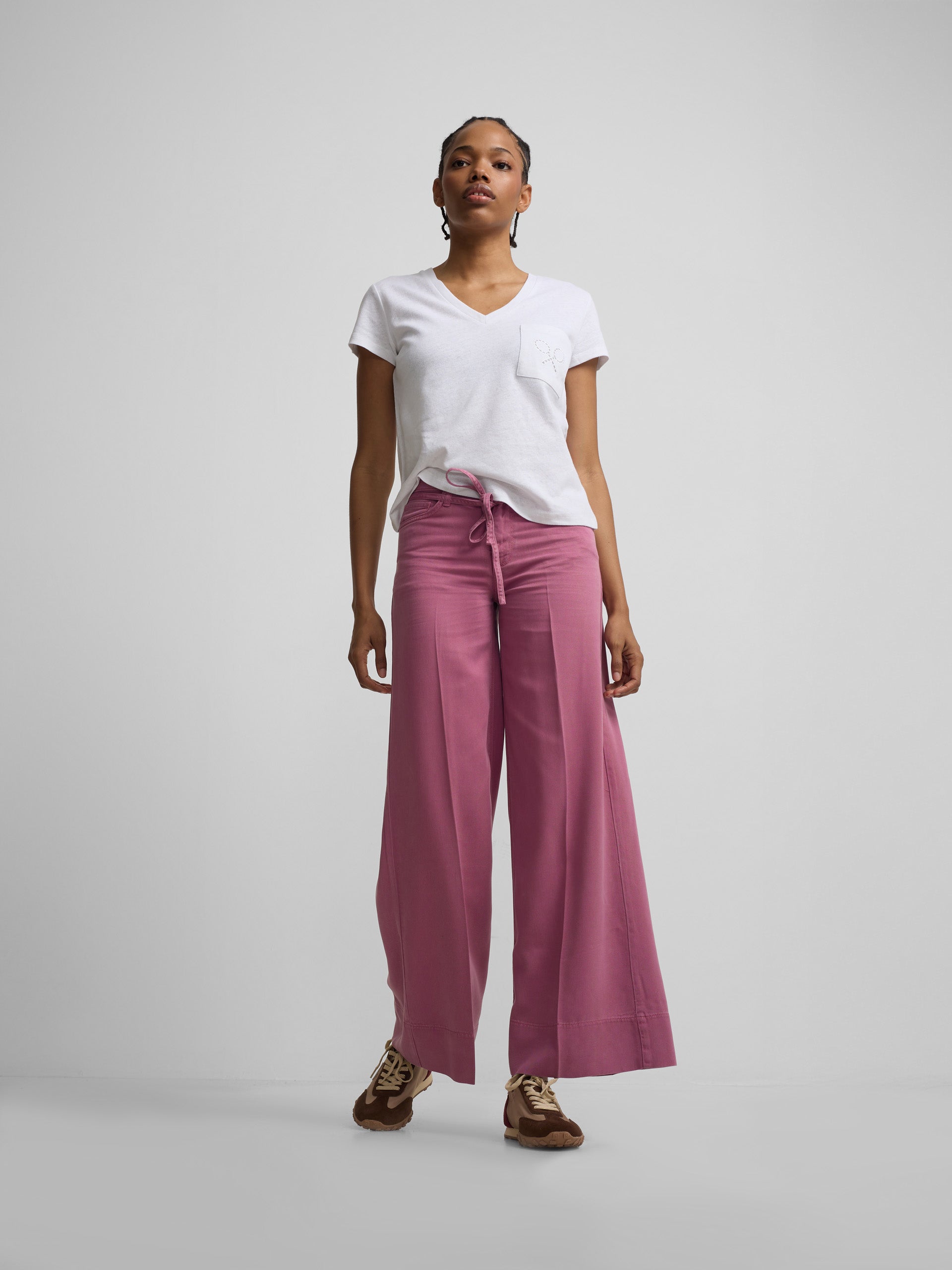 Pantalon denim cordon frambuesa