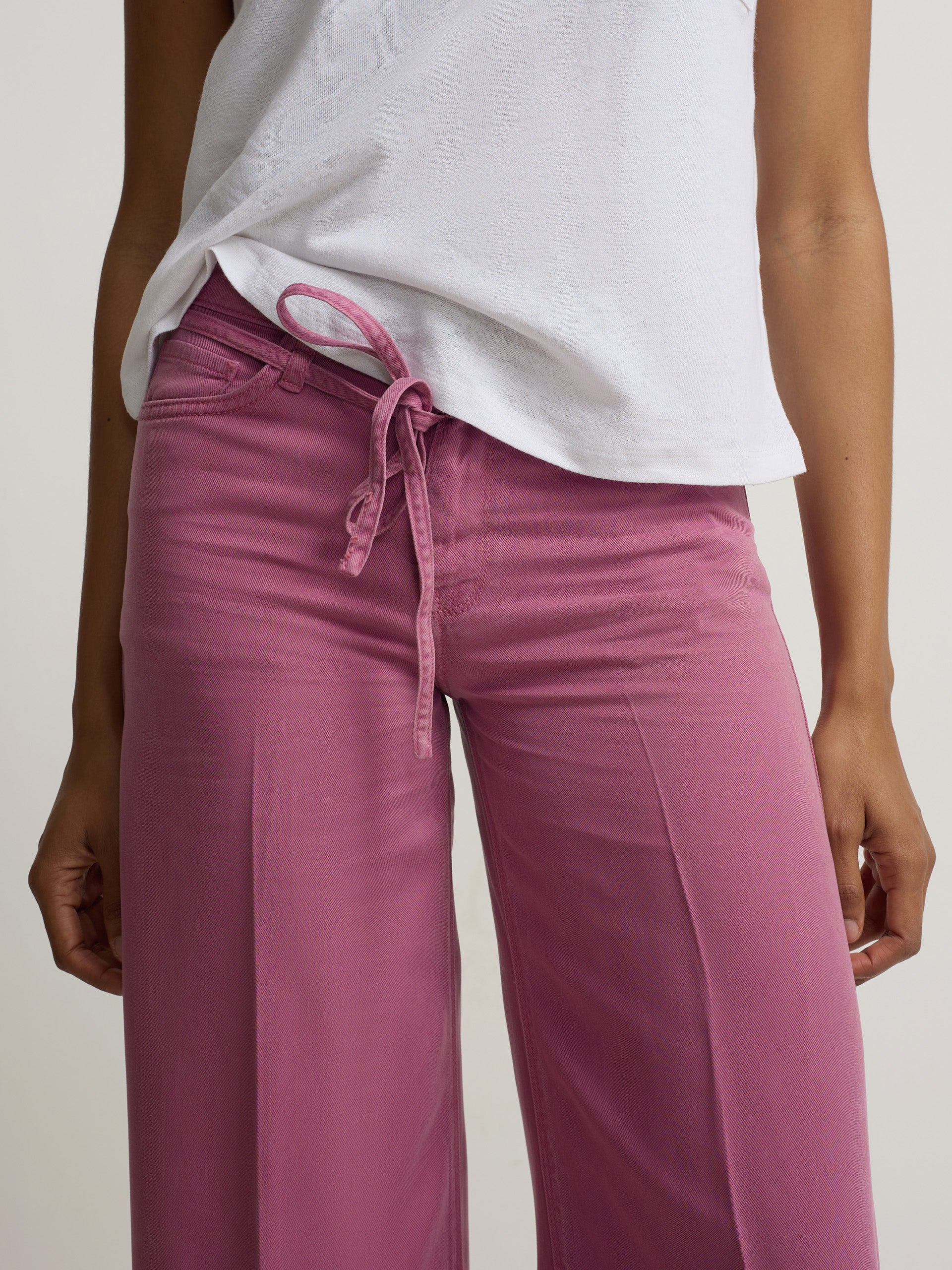 Pantalon denim cordon frambuesa