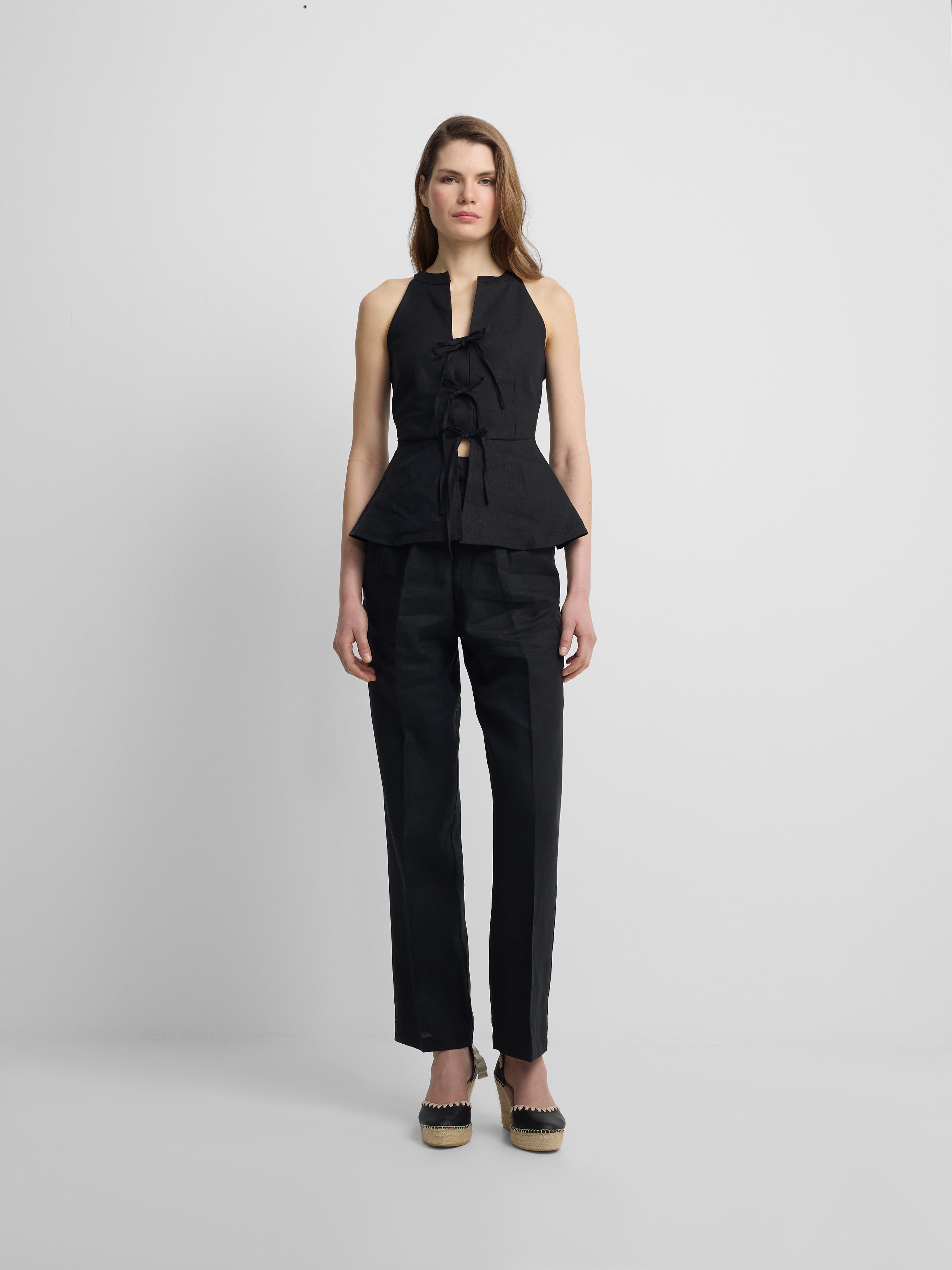 Pantalon lino negro