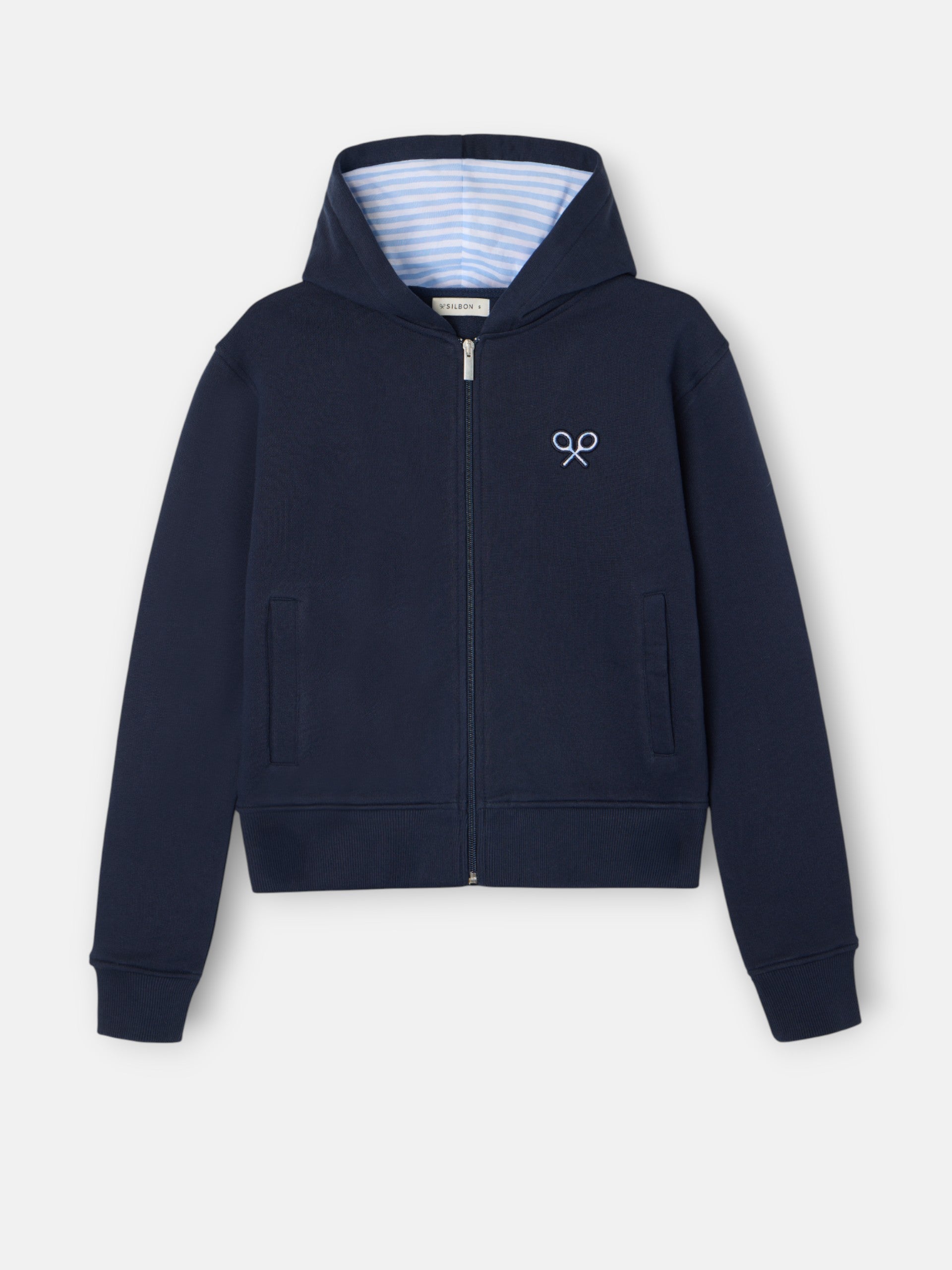 Sweat-shirt femme à fermeture éclair raquette marine