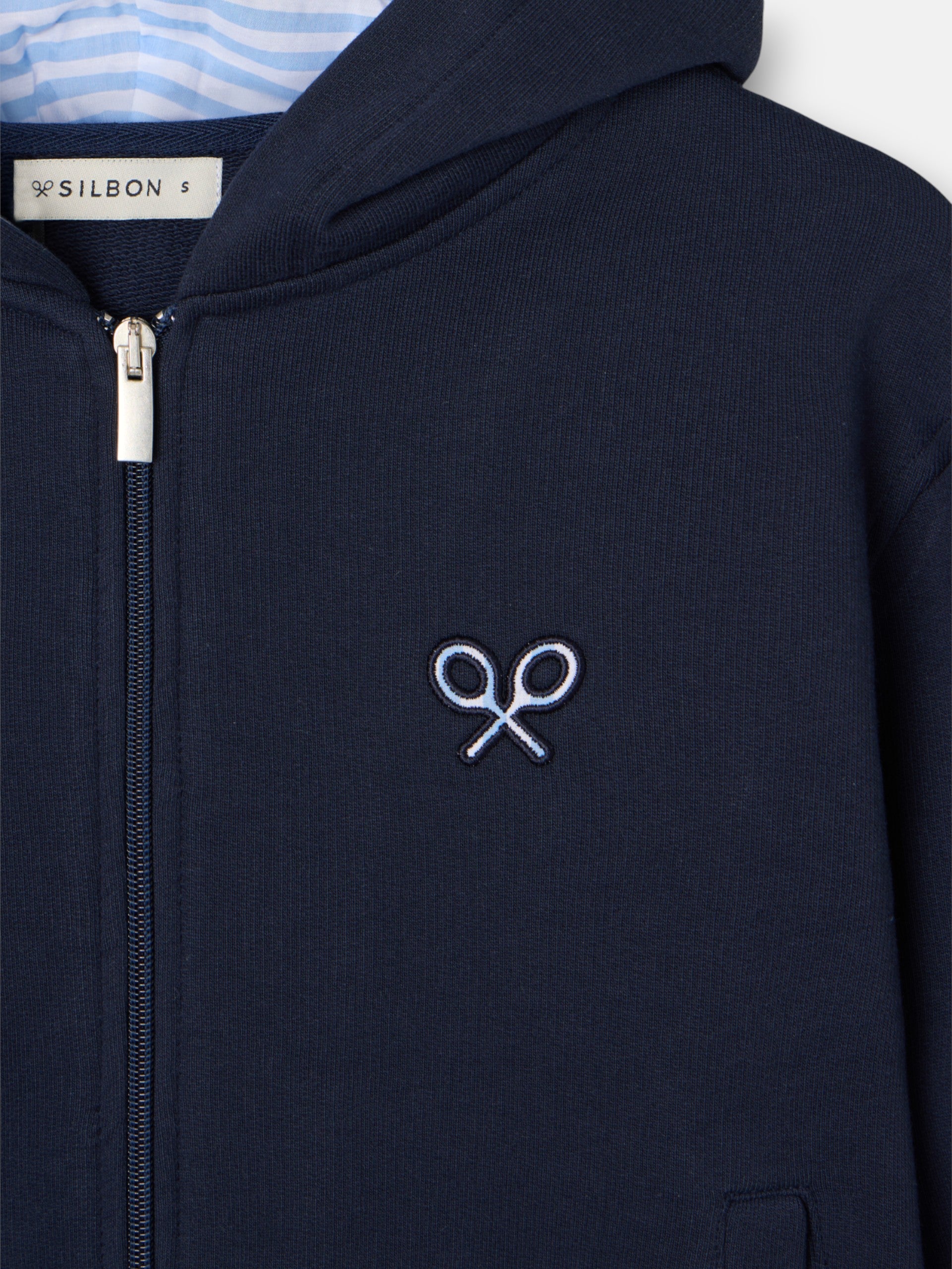 Sweat-shirt femme à fermeture éclair raquette marine