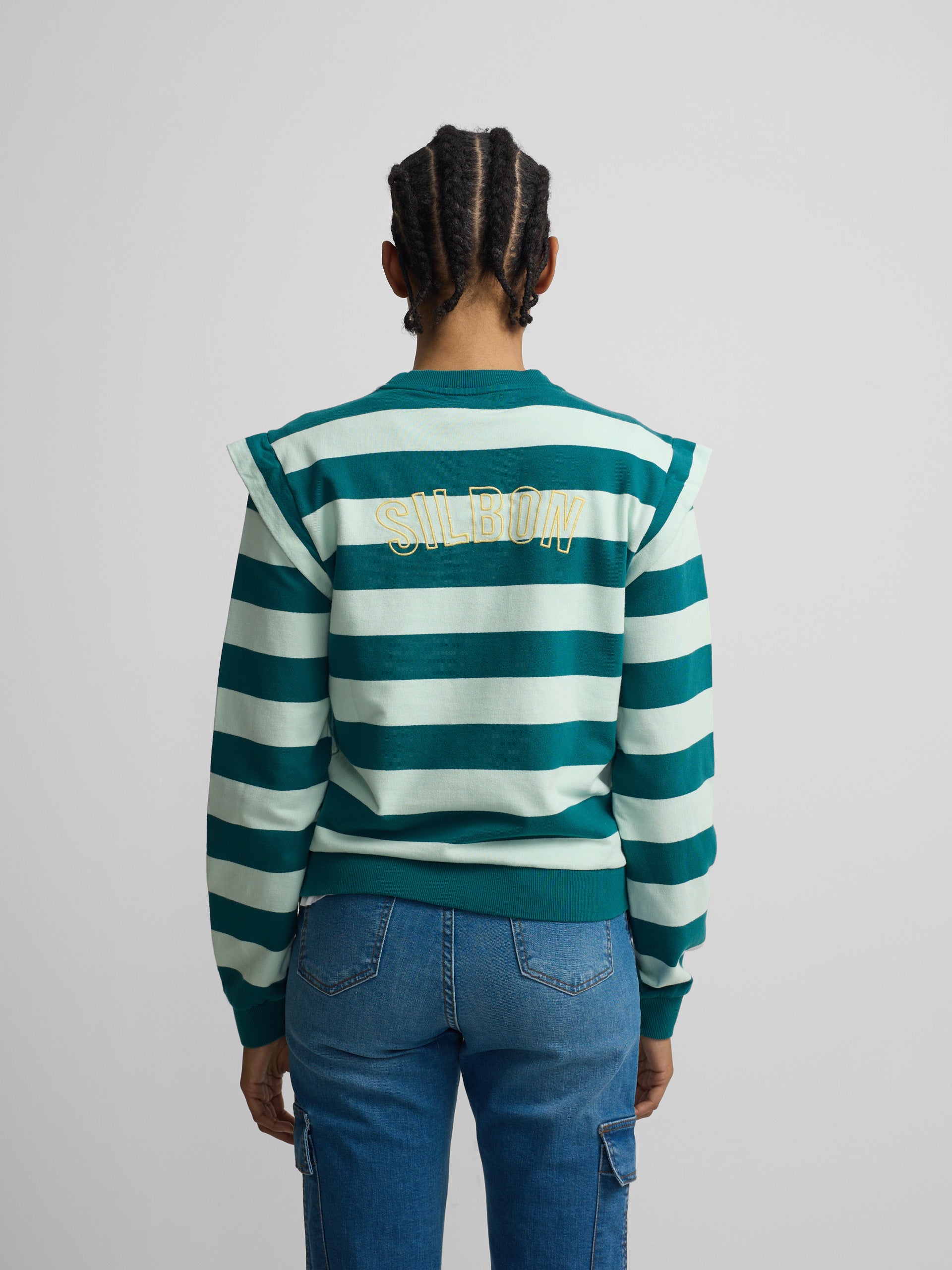 Sudadera woman hombreras rayas verdes