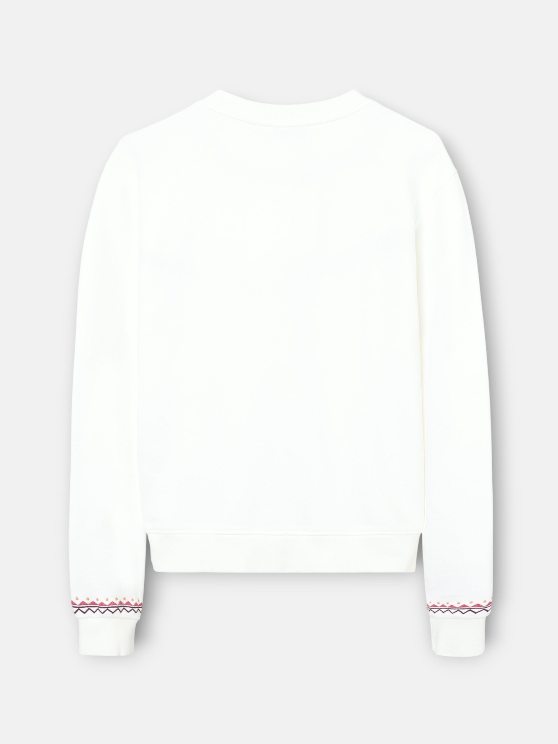Sweat-shirt femme broderies ethniques écru