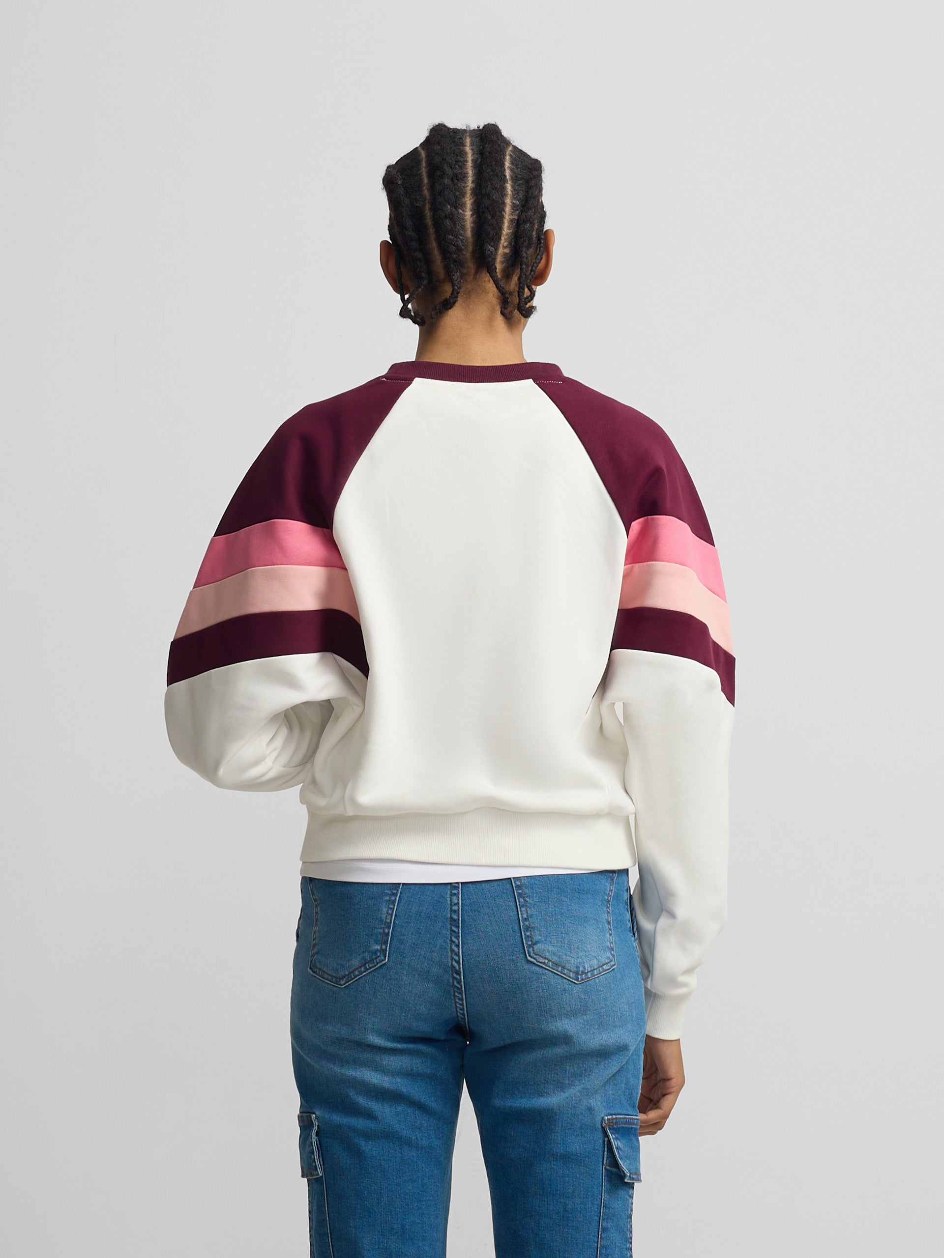Women's tricolor sweatshirt in purple