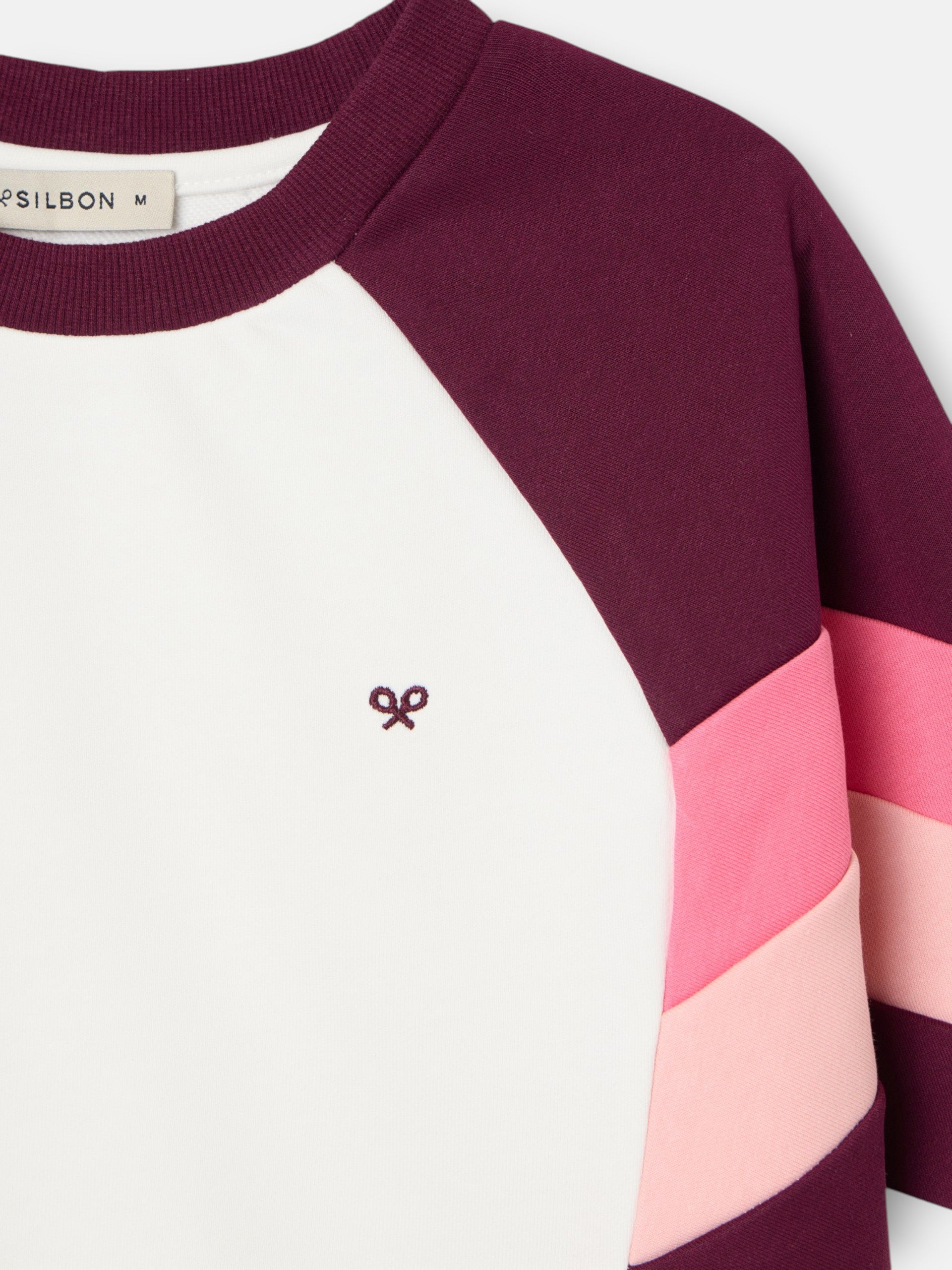 Women's tricolor sweatshirt in purple