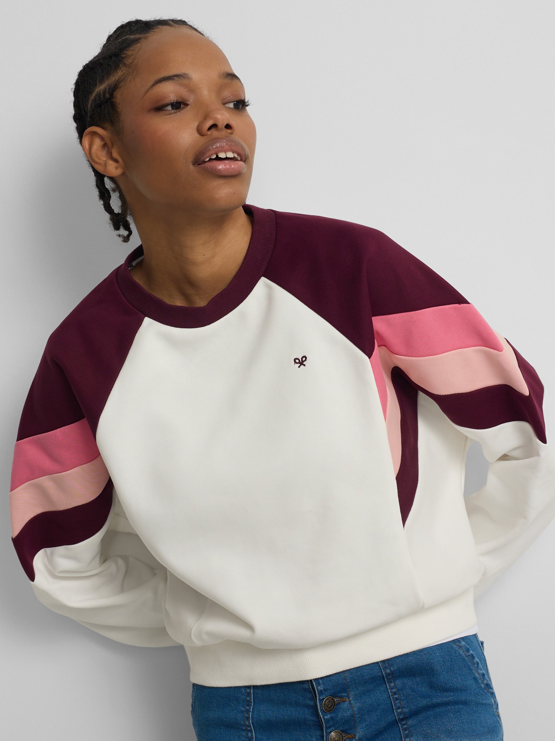 Women's tricolor sweatshirt in purple