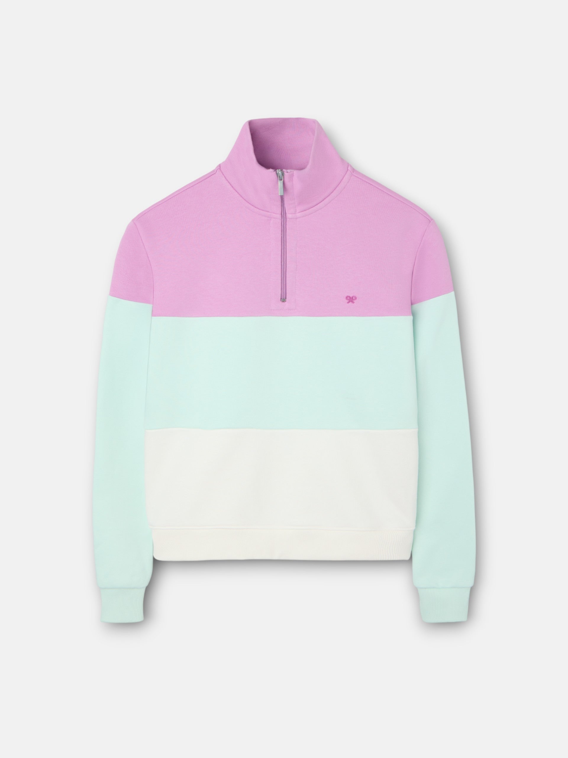 Sudadera woman tricolor morado y verde