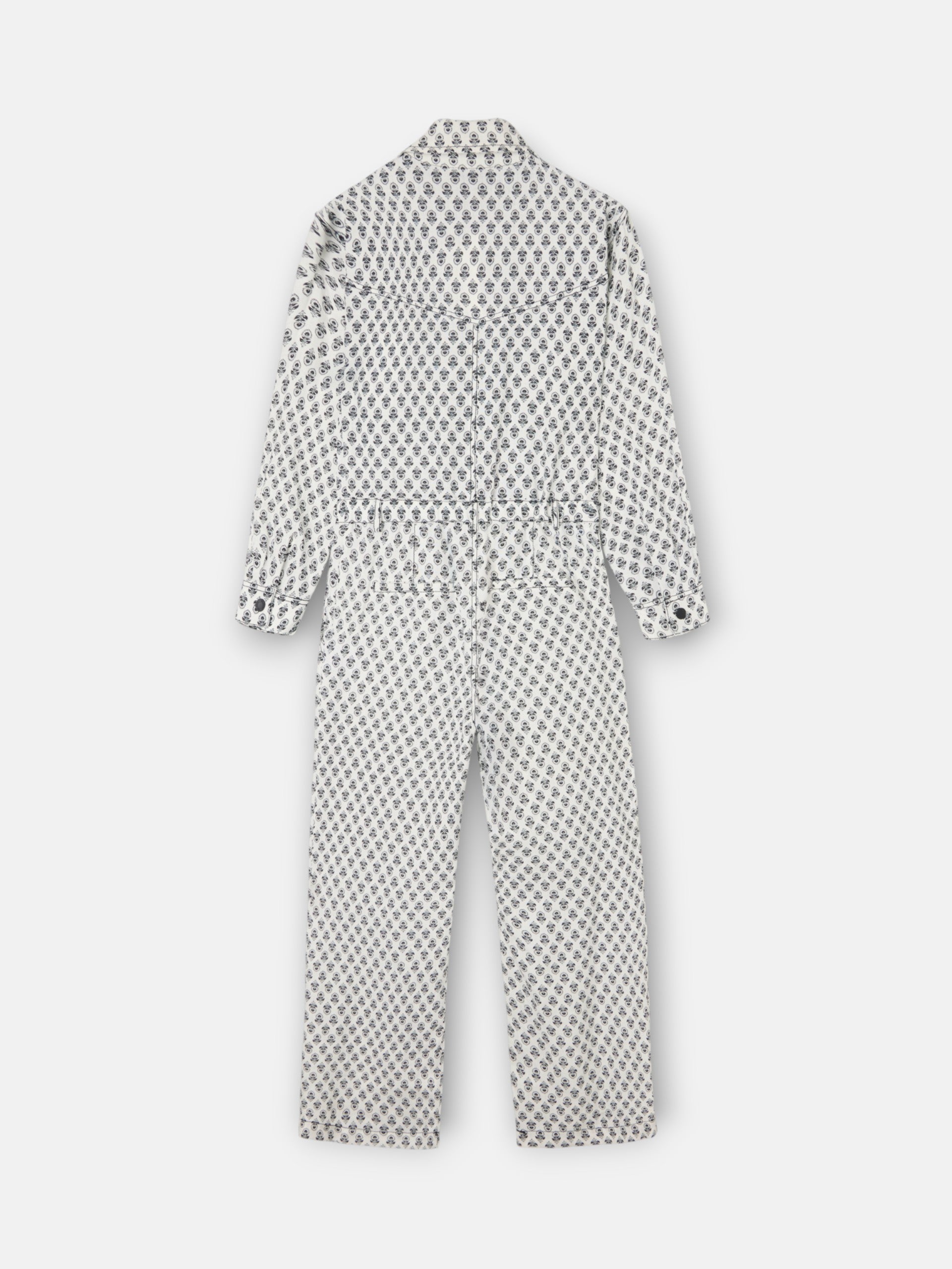 White printed linen jumpsuit