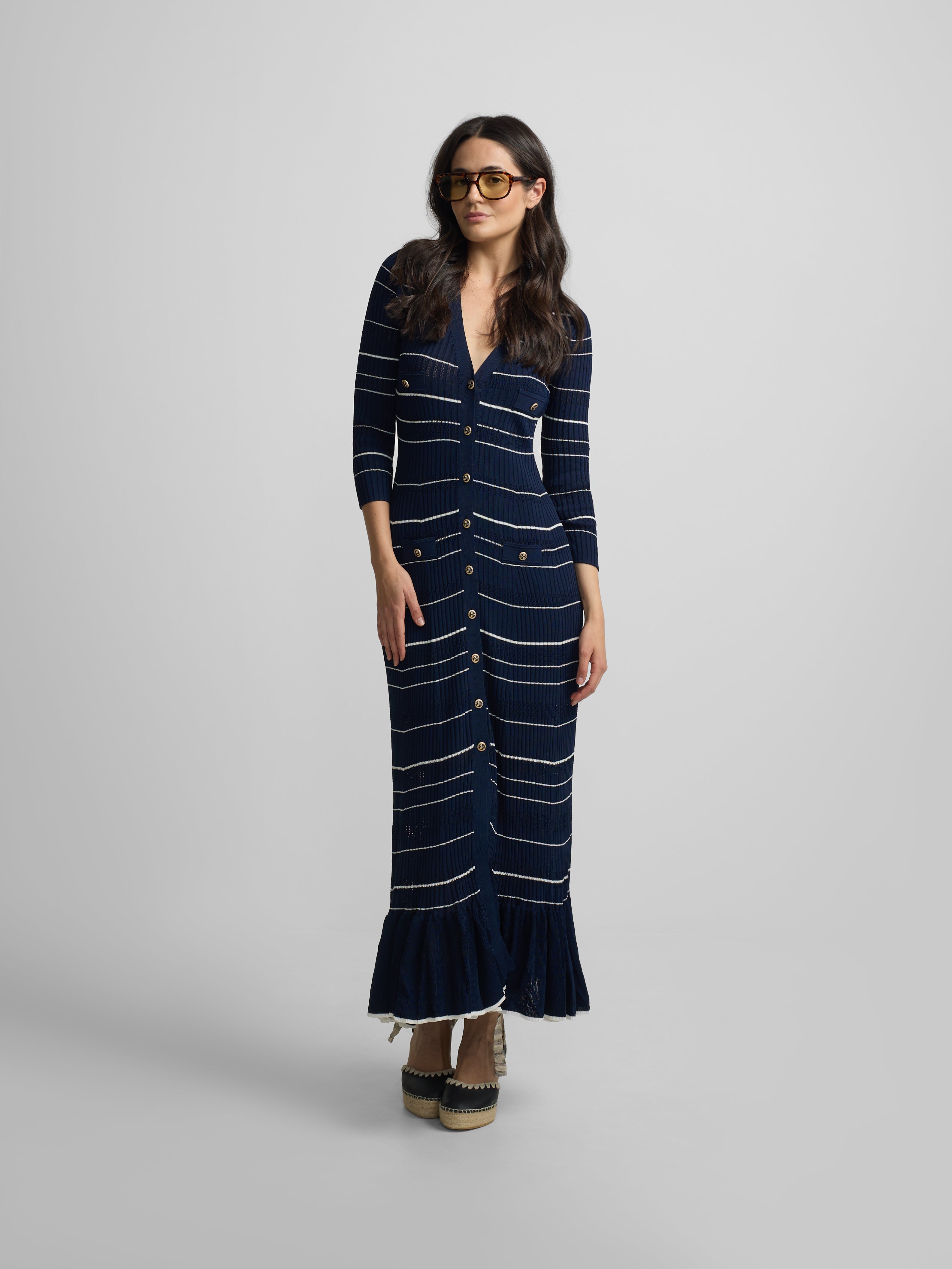 Vestido punto largo marino